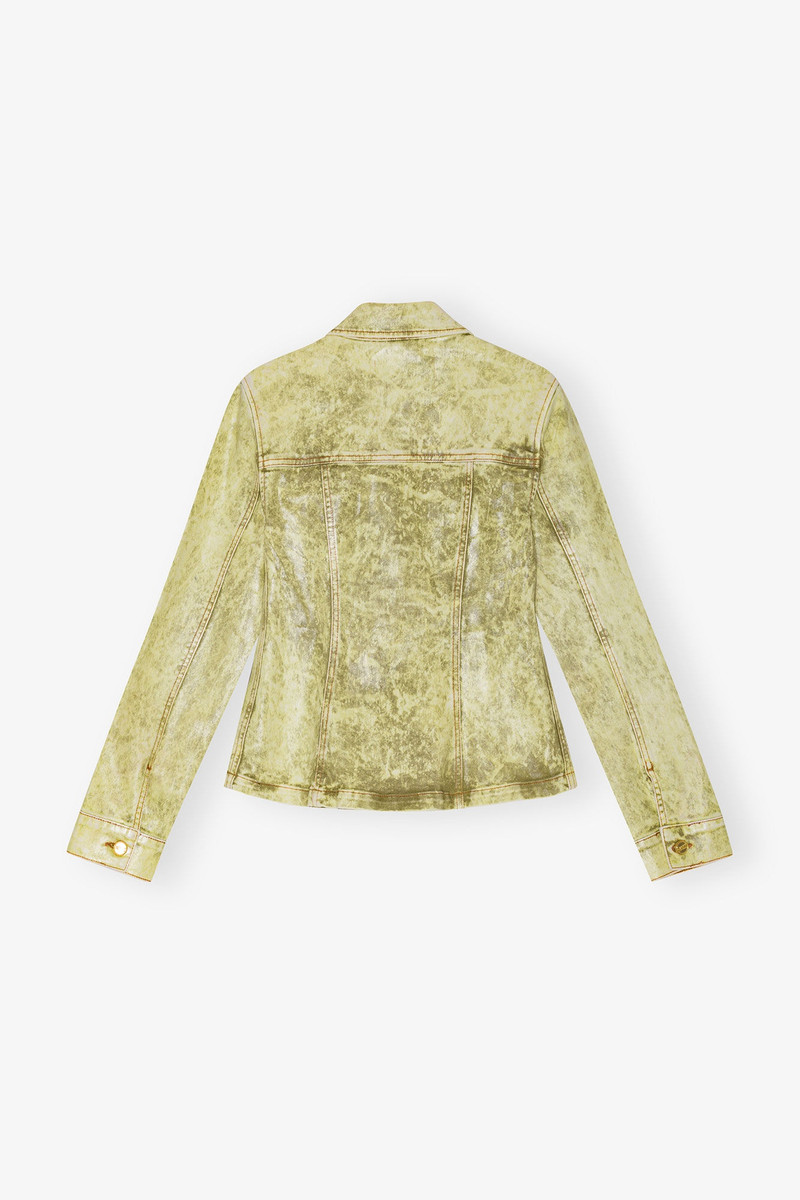 YELLOW FOIL OVERDYED DENIM FITTED BLAZER 7
