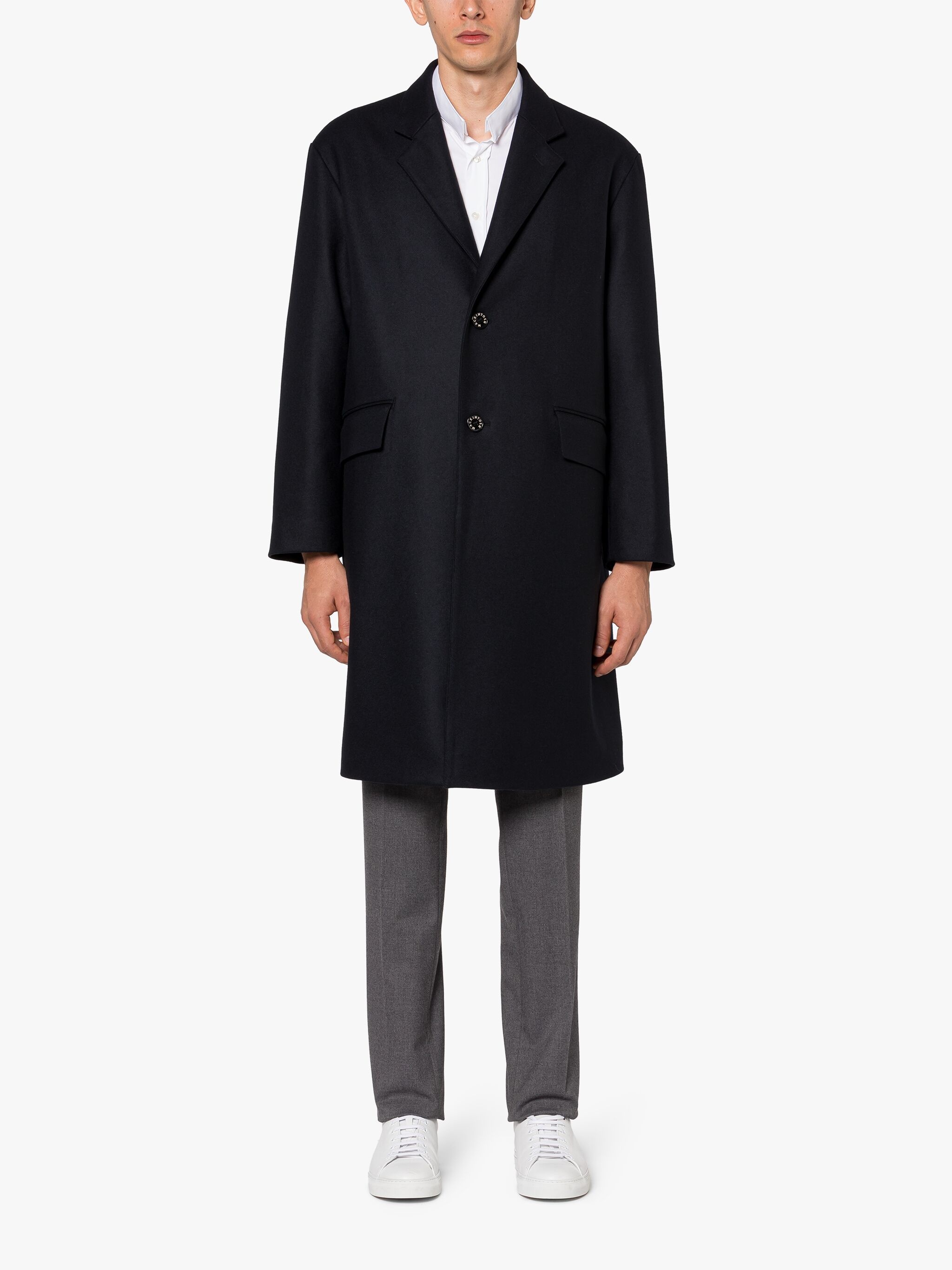 HUMBIE CHESTER NAVY WOOL OVERCOAT - 3