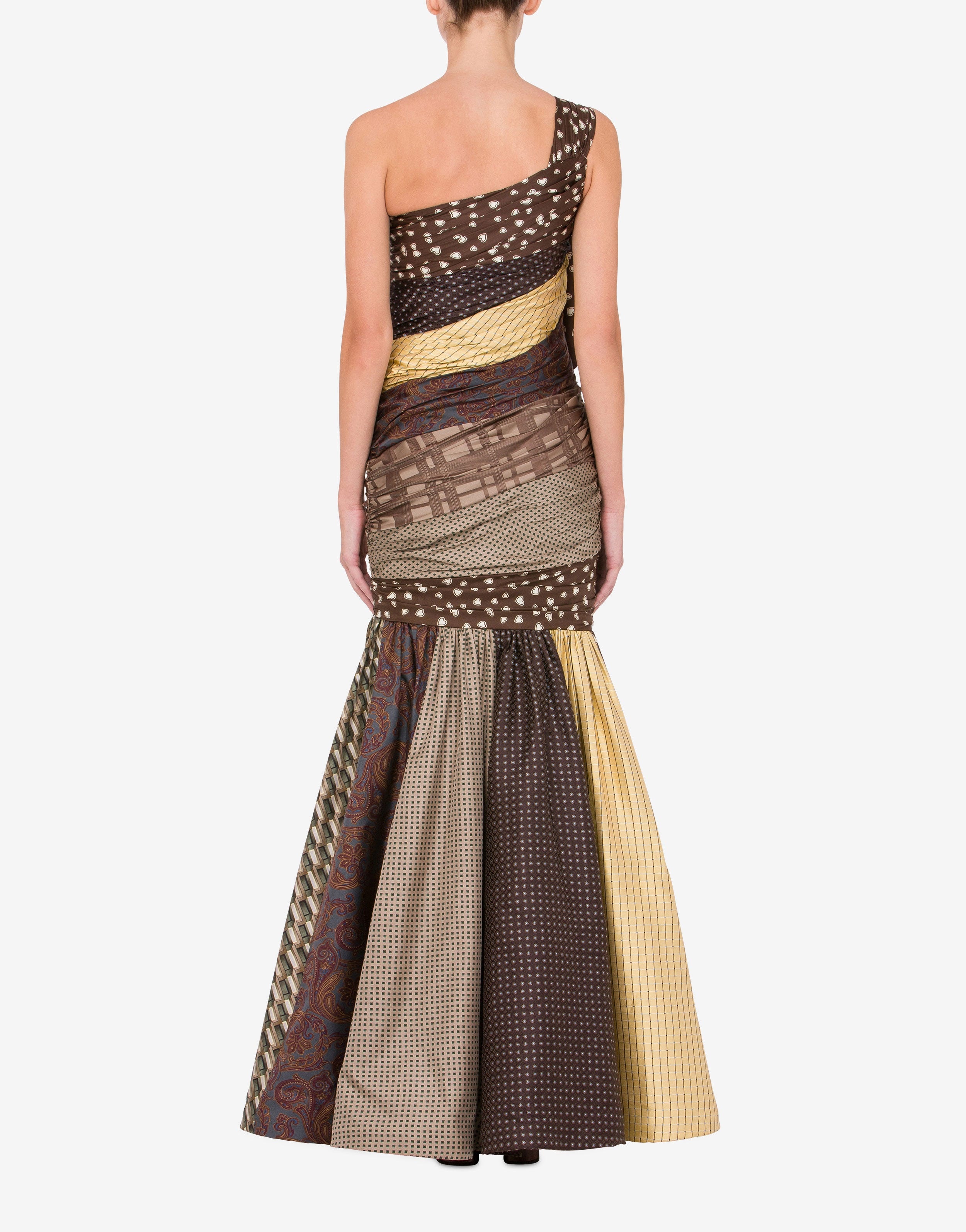 TIE PATCHWORK ONE-SHOULDER DRESS - 3