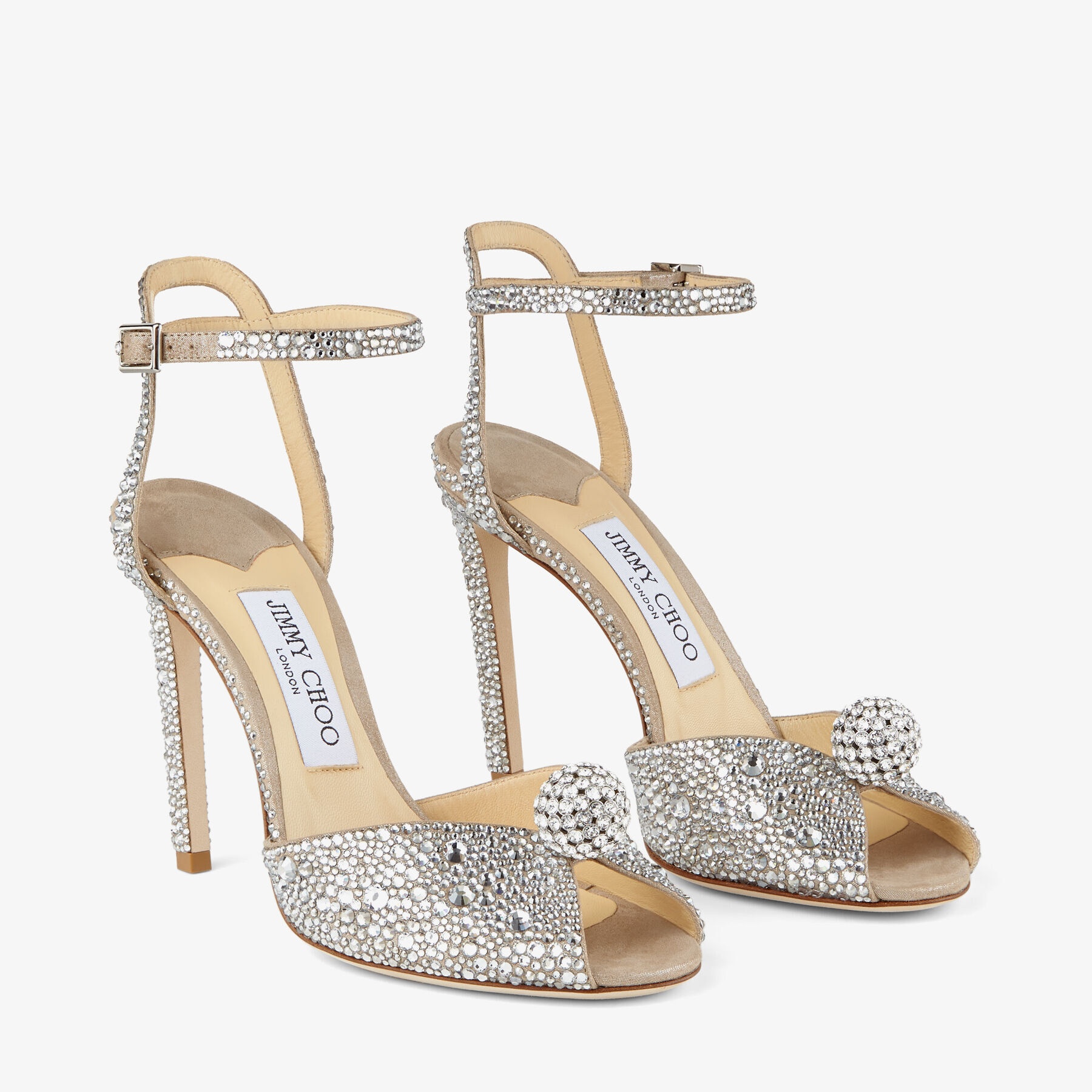 Sacora 100
Nude Suede Sandals with Hotfix Crystals and Sphere Detail - 2