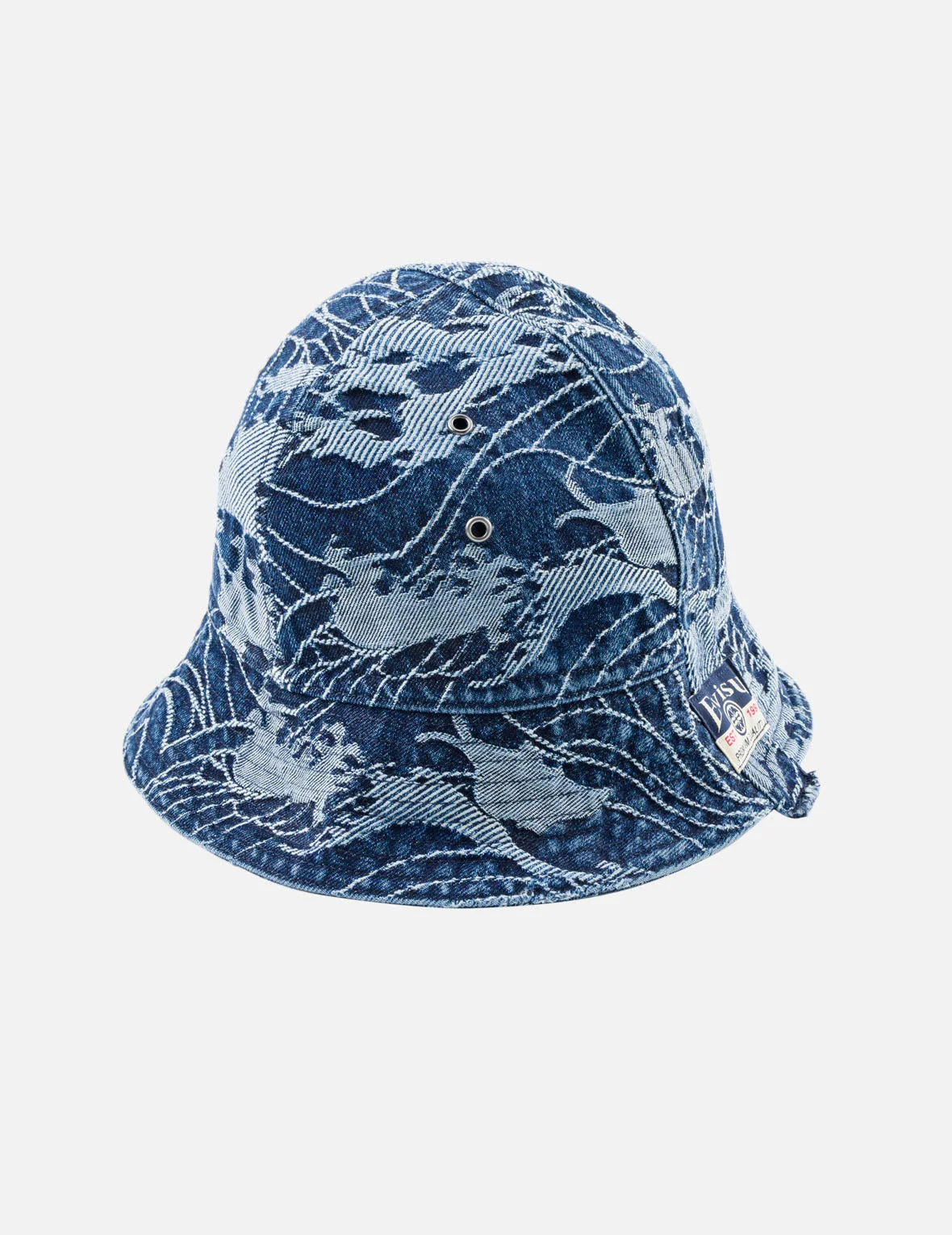 Wave & Seagull Allover Jacquard Denim Bucket Hat - 1