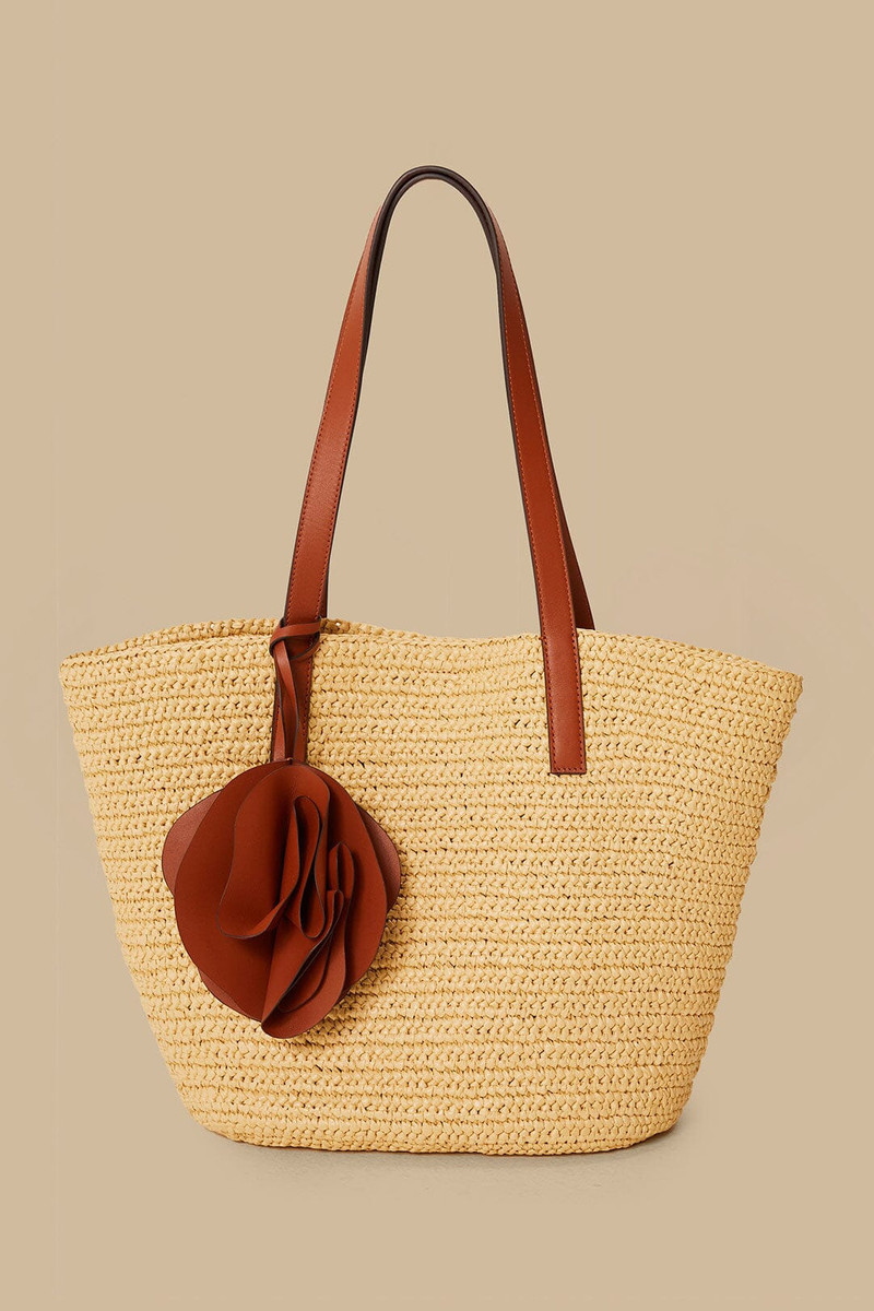 Caramel Raffia Basket Bag 1