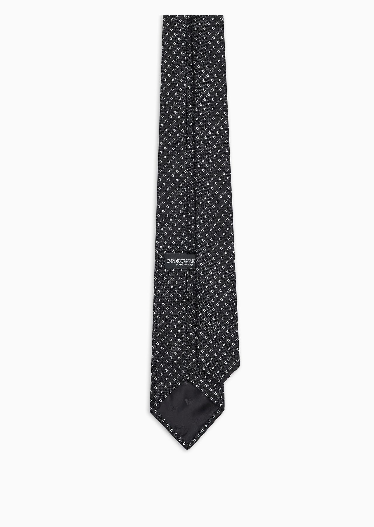 Pure silk tie with jacquard micro-check - 2