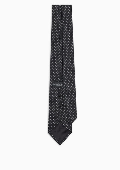 EMPORIO ARMANI Pure silk tie with jacquard micro-check outlook