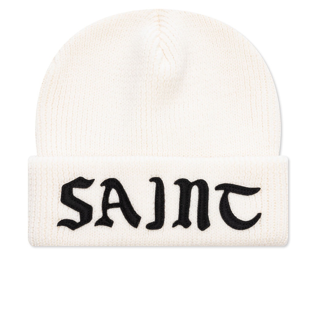 SAINT M×××××× SAINT KNIT CAP - WHITE | feature | REVERSIBLE