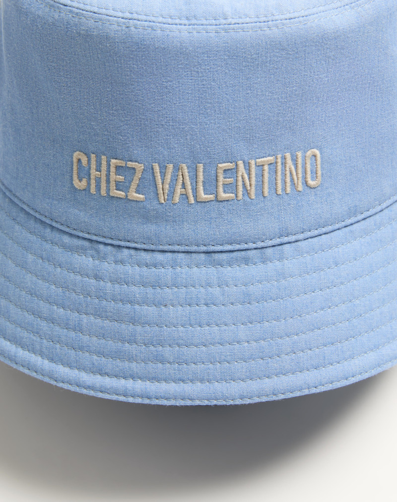 CHEZ VALENTINO DENIM BUCKET HAT WITH EMBROIDERY 5