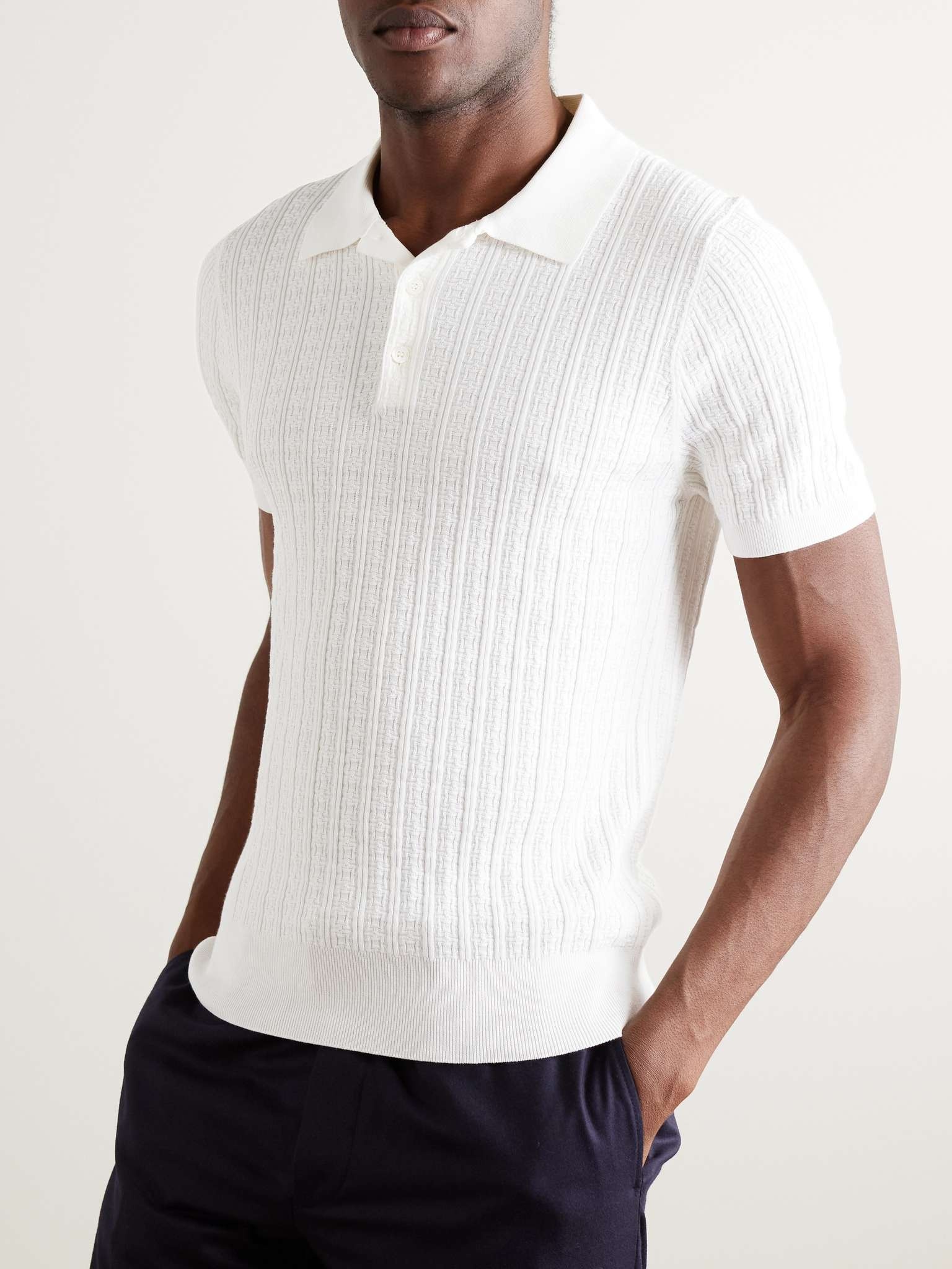 Textured-Knit Cotton Polo Shirt - 3