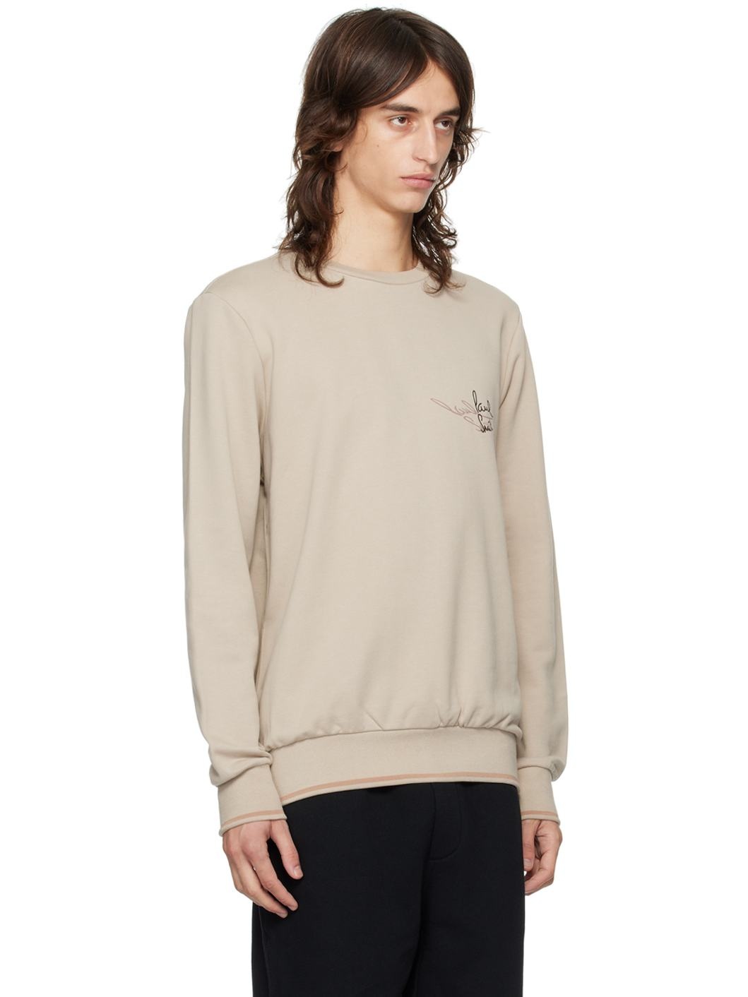 Taupe Embroidered Sweatshirt - 2