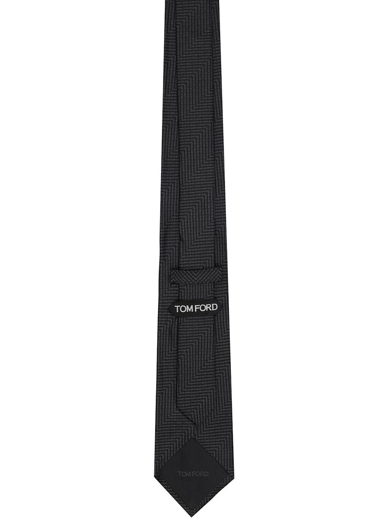 TOM FORD Black Mouline Herringbone Tie outlook