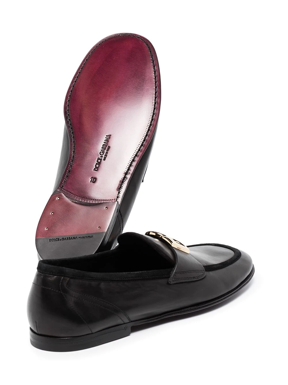 Interlocking DG-plaque leather loafers - 2