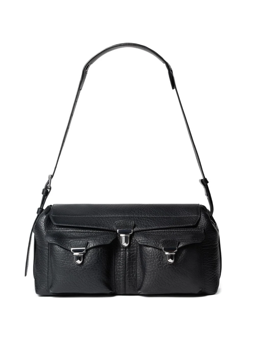 leather flap shoulder bag - 1