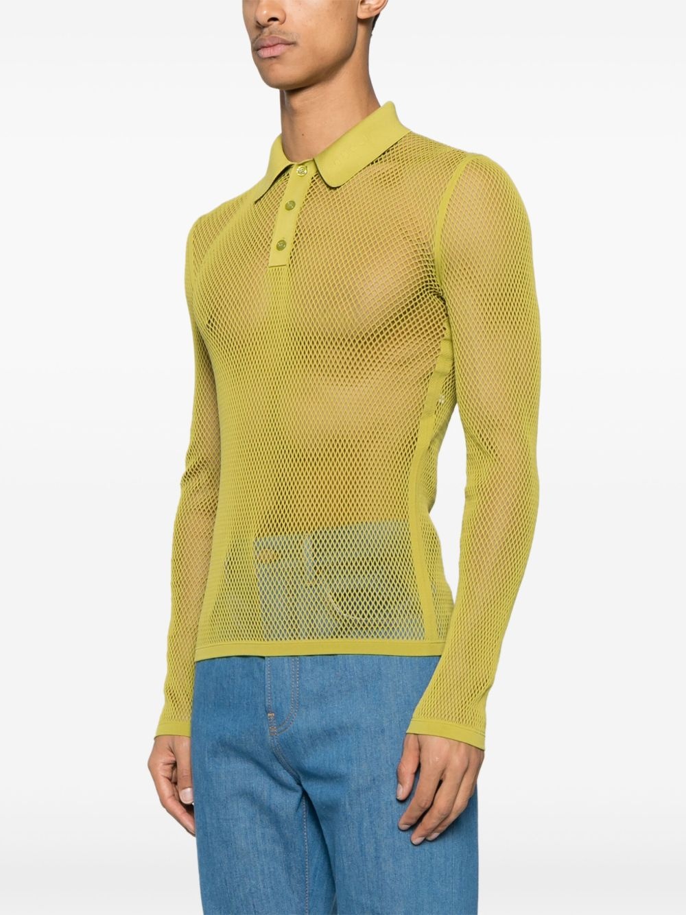 embossed mesh polo shirt - 3
