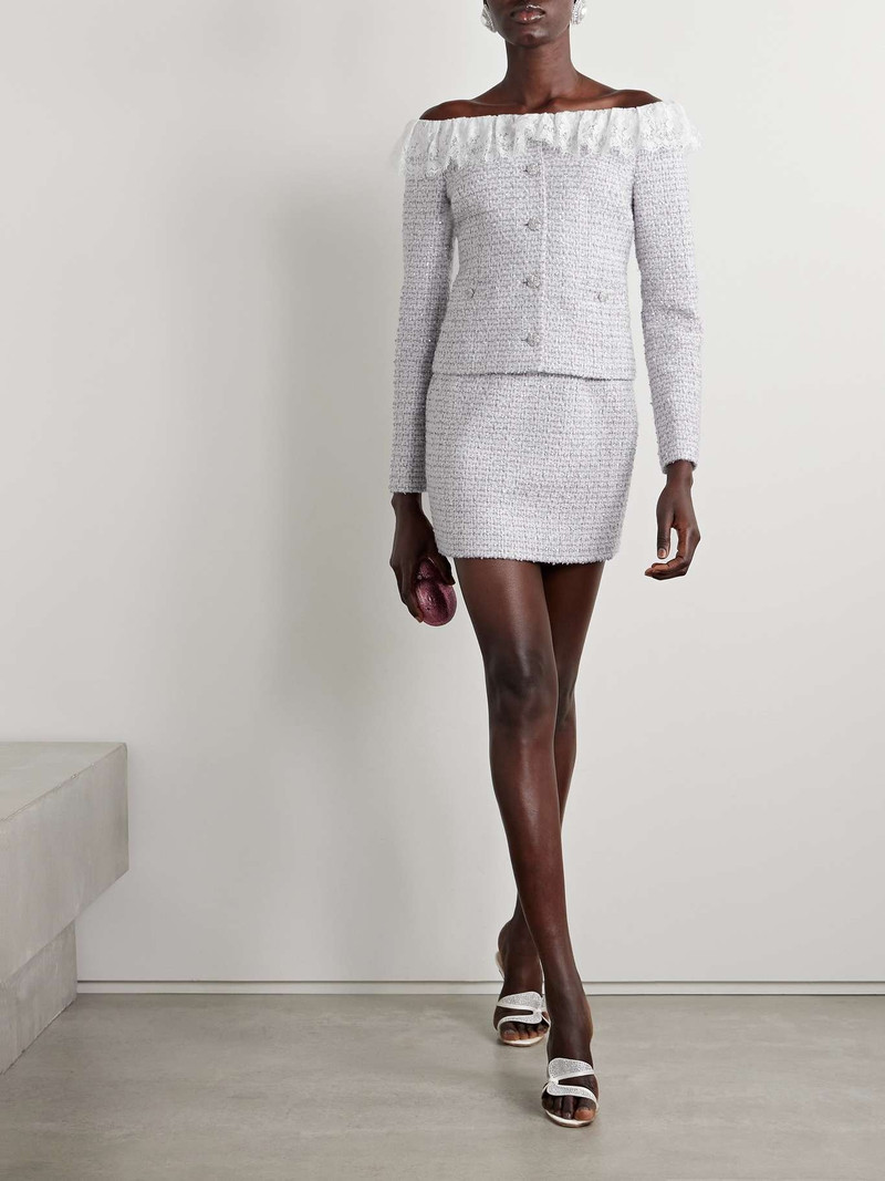 Alessandra Rich Sequin-embellished metallic tweed mini skirt outlook