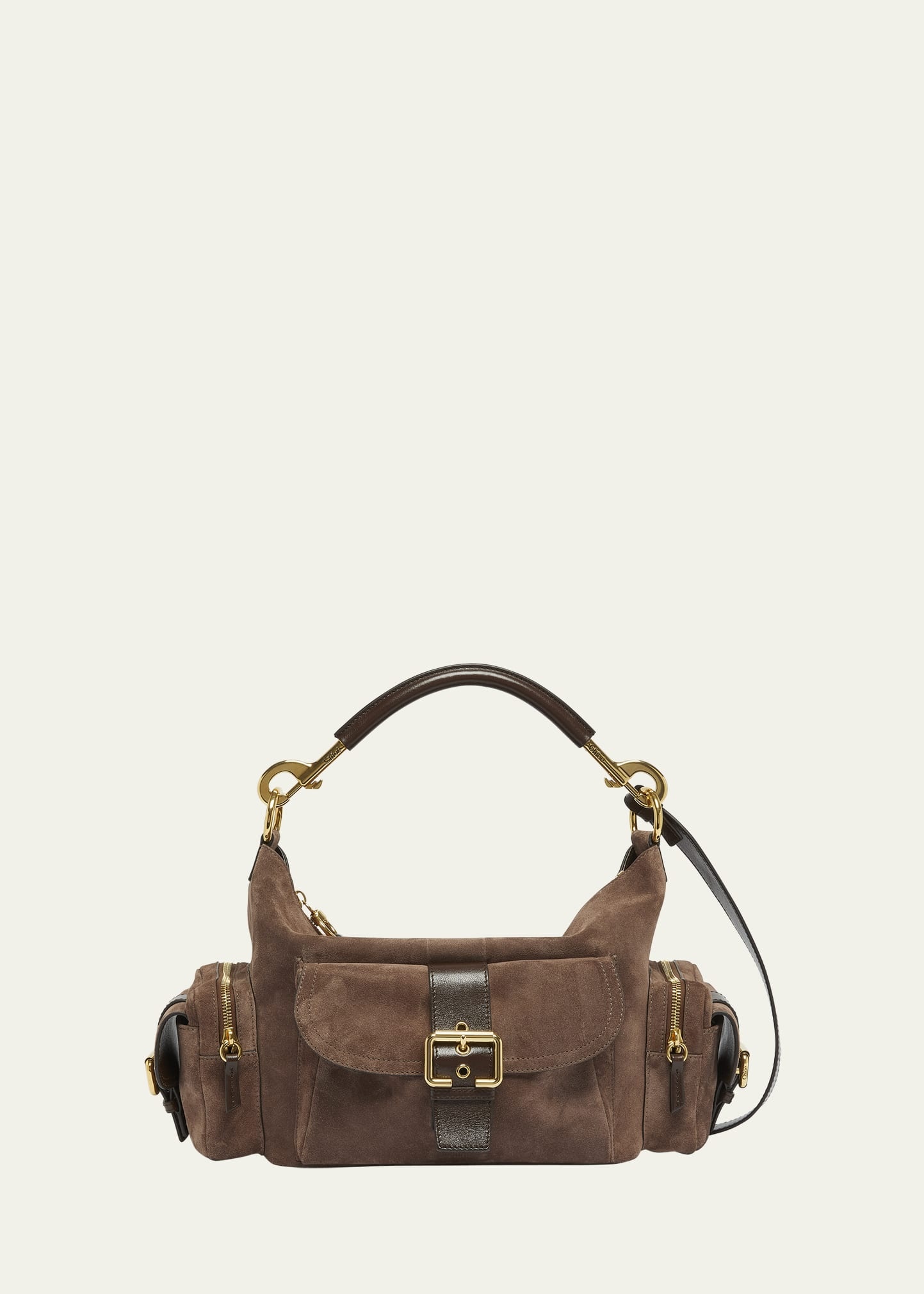 Medium Camera Shoulder Bag in Suede - 1