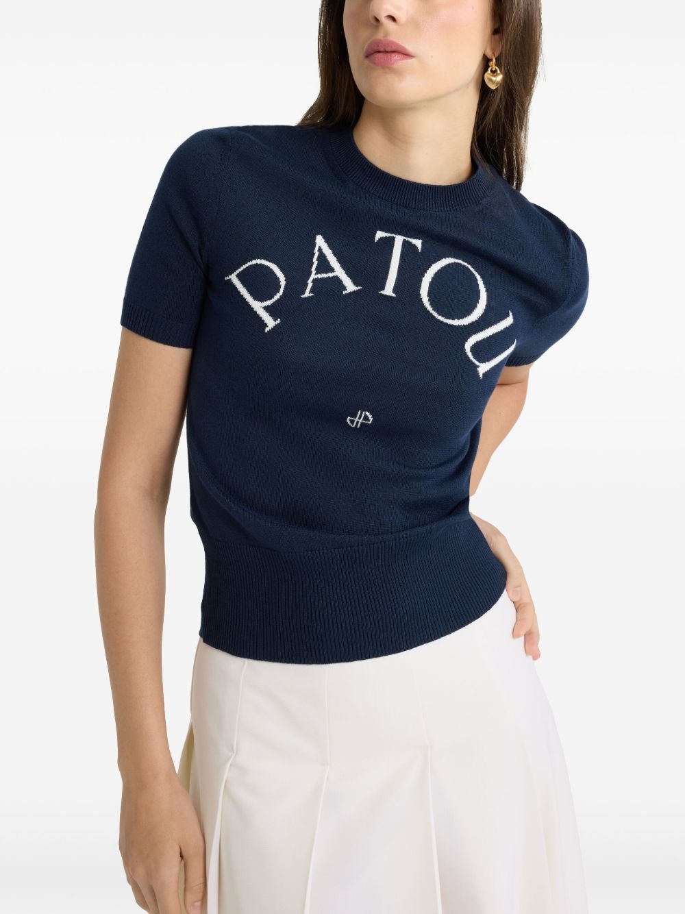 ◆PATOU◆T-SHIRT IN JERSEY DI COTONE CON STAMPA LOGO Patou | Patou logo t-shirt in organic cotton