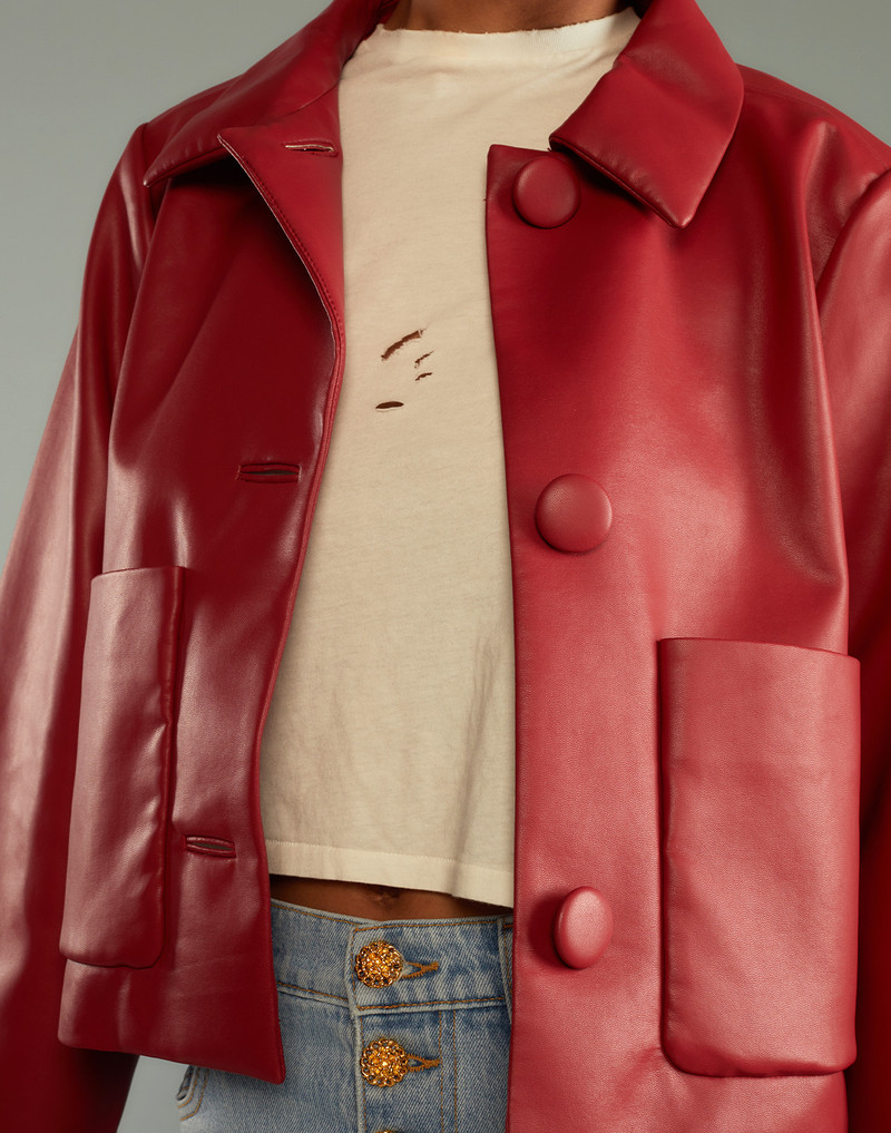 CYNTHIA ROWLEY Vegan Leather Jacket outlook