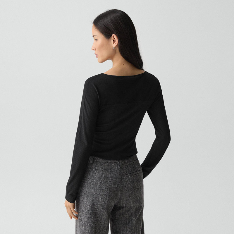 Boatneck Long-Sleeve Top in Stretch Rib 4