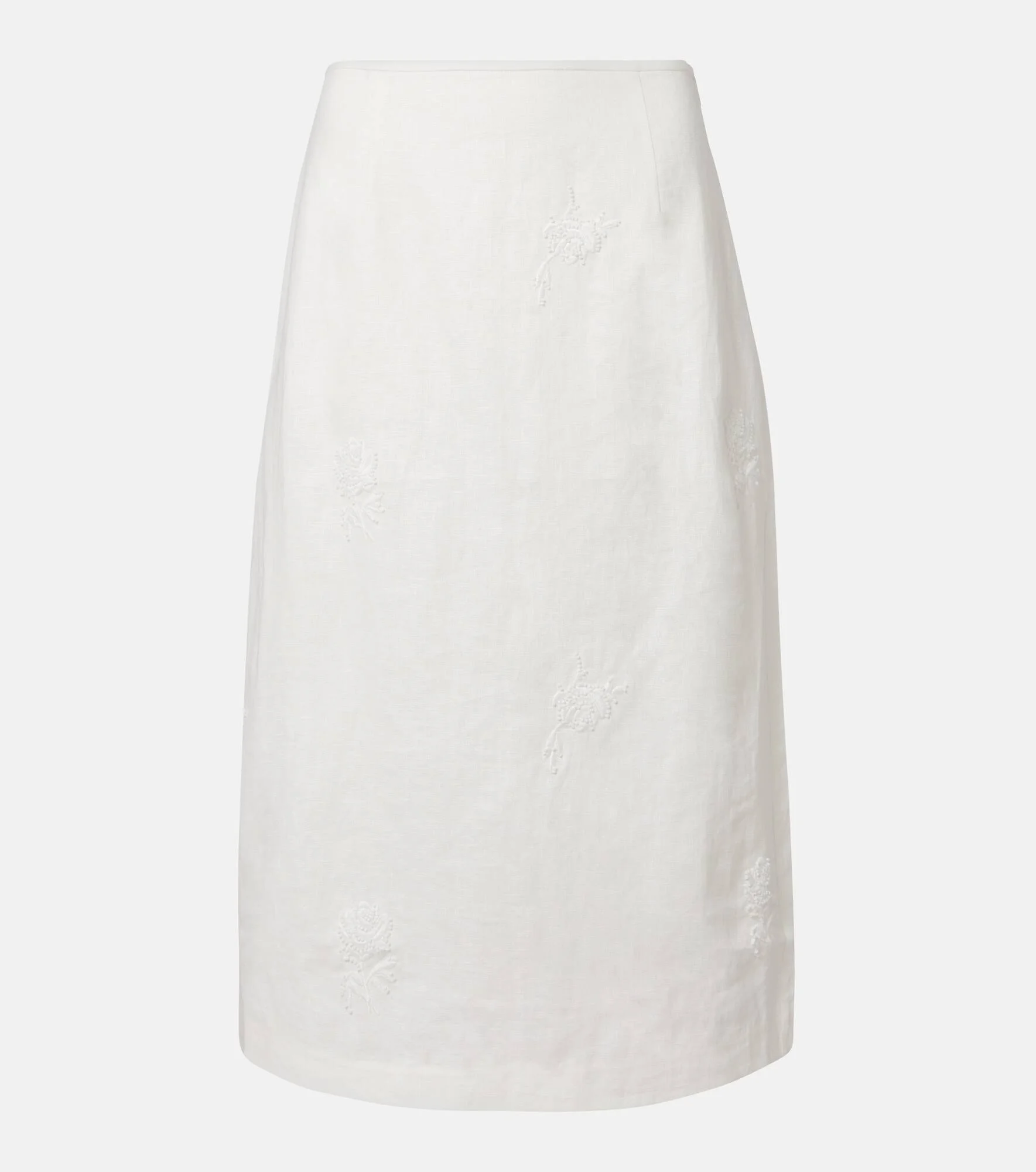 Alessandra embroidered linen midi skirt - 1