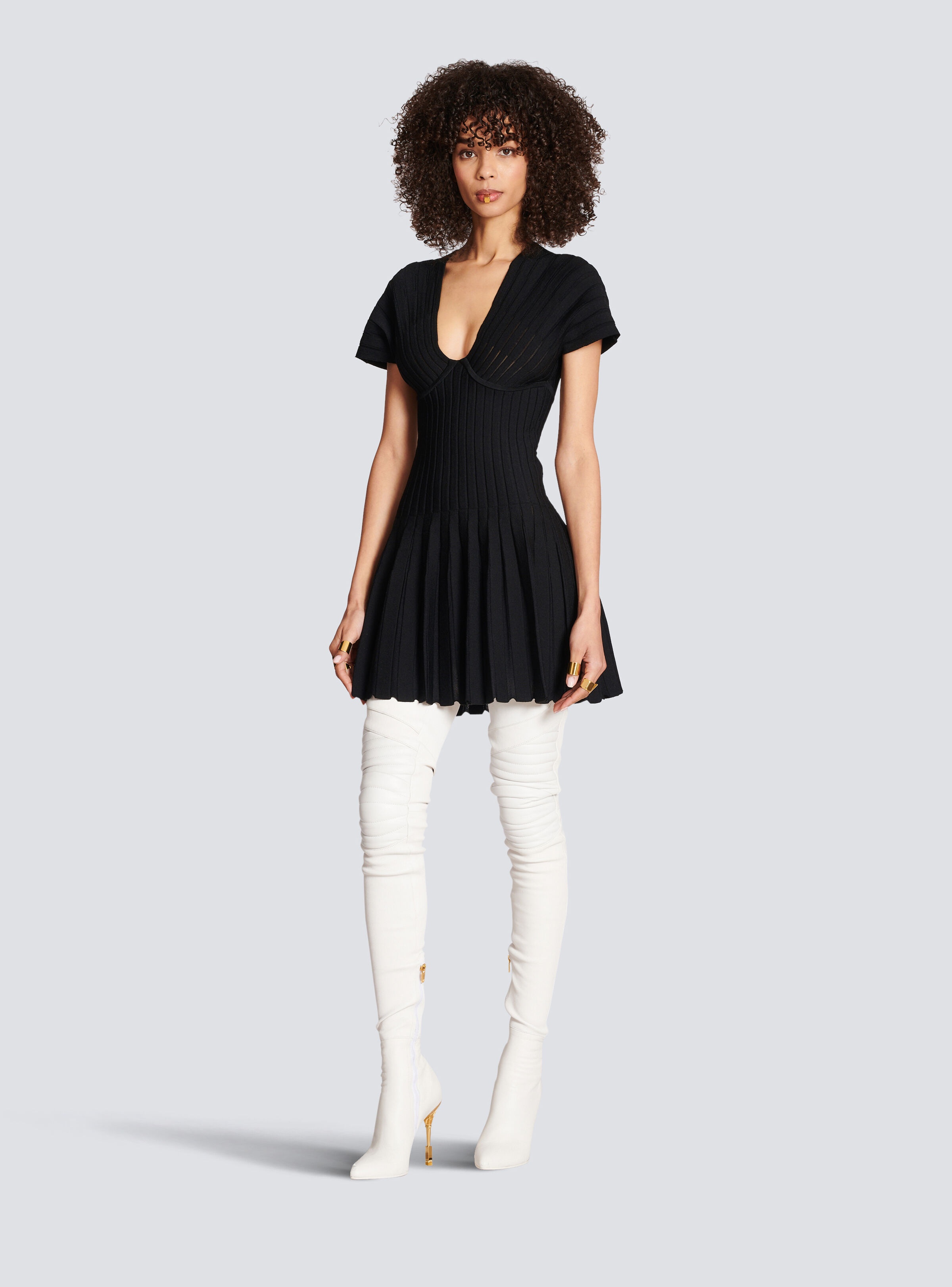 Short pleated knit dress - 2