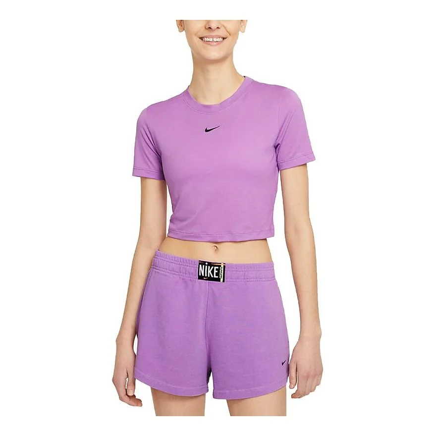 (WMNS) Nike Sportswear Essential Sports Training Round Neck Short Sleeve Purple DD1329-591 - 1