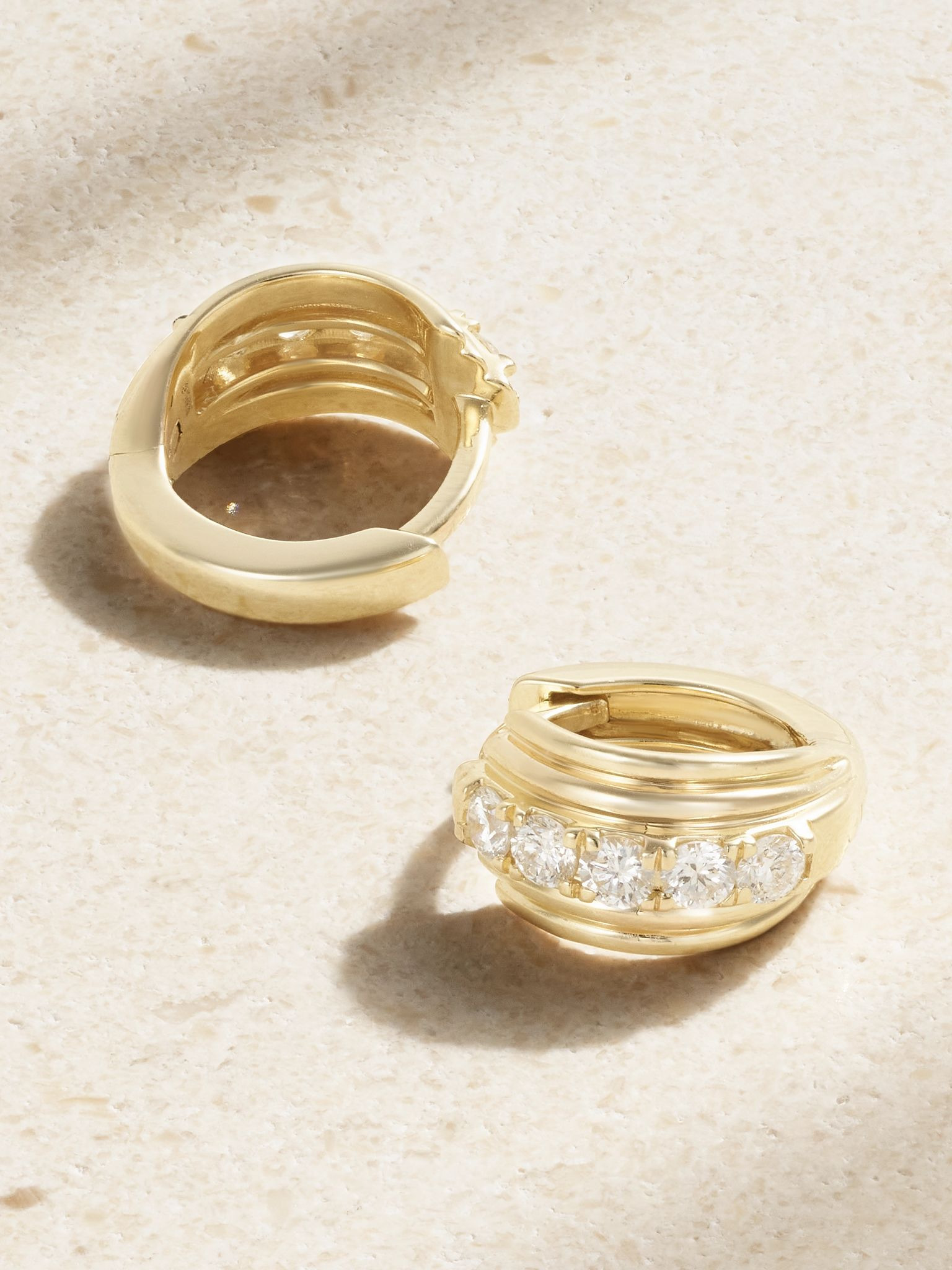 Boulevard 14-karat gold diamond hoop earrings Gold - 3