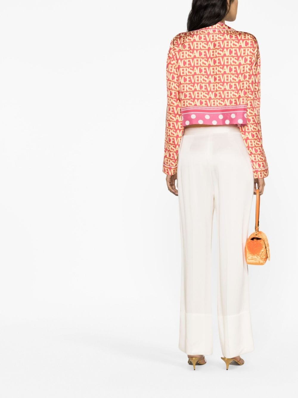 Allover cropped silk shirt - 4