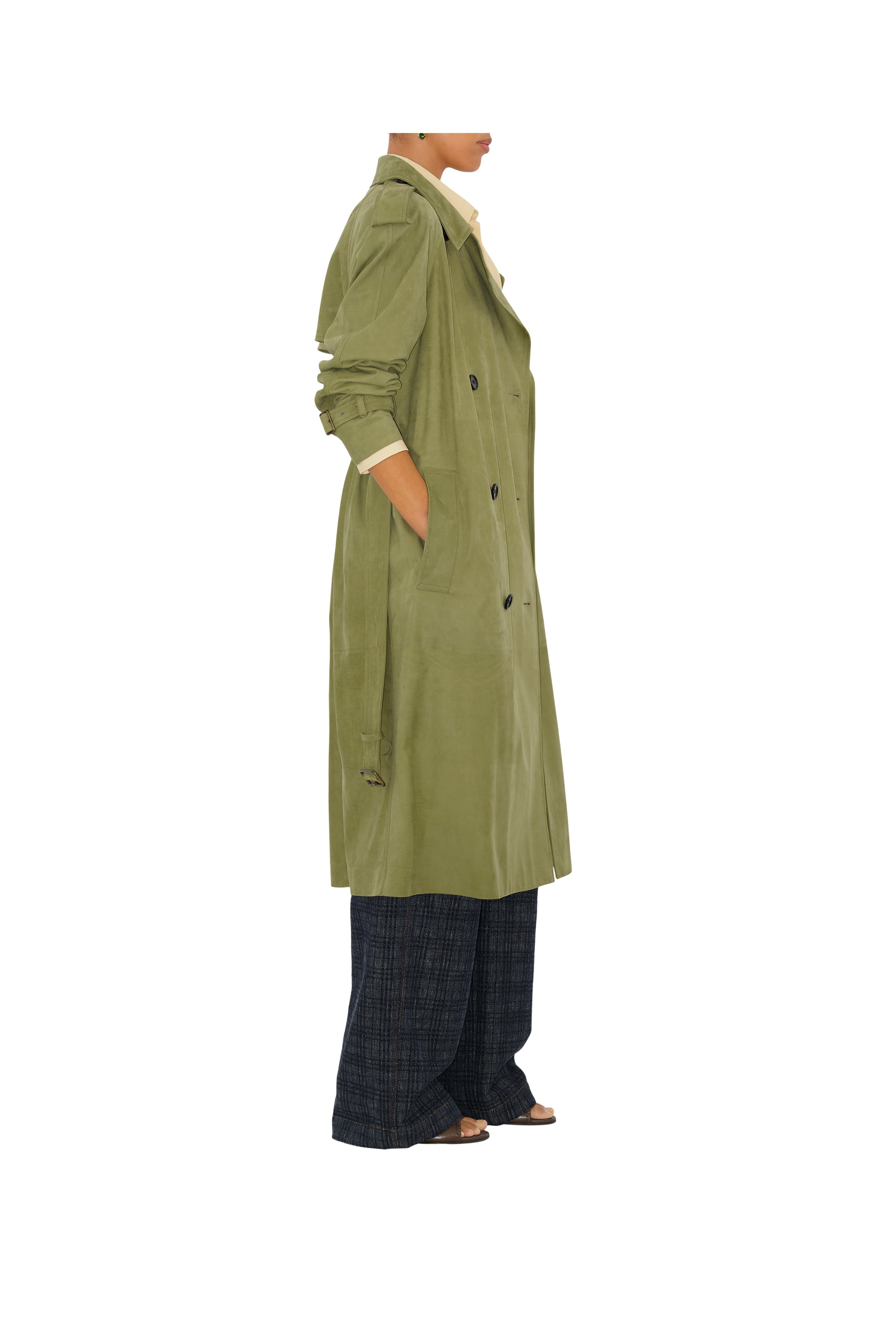 burberry Long Nubuck Castleford Trench Coat in Wreath at Nordstrom - 4