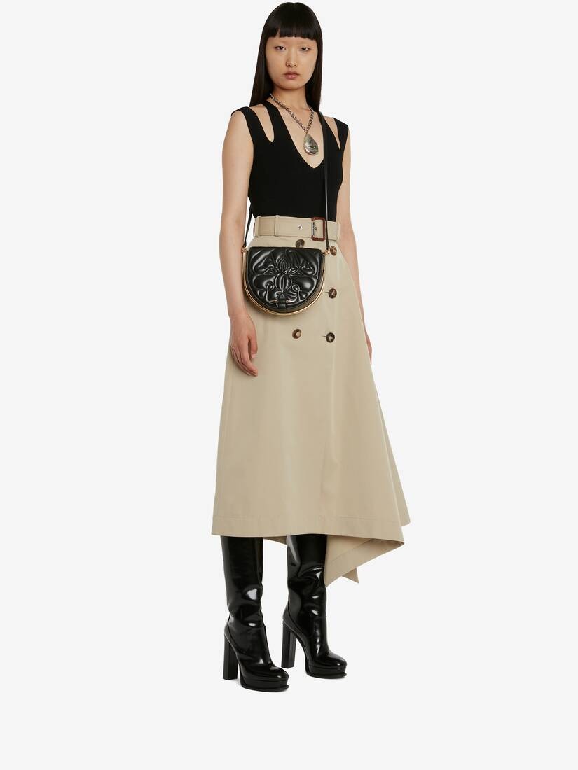 Women's Asymmetric Drape Trench Skirt in Beige - 6