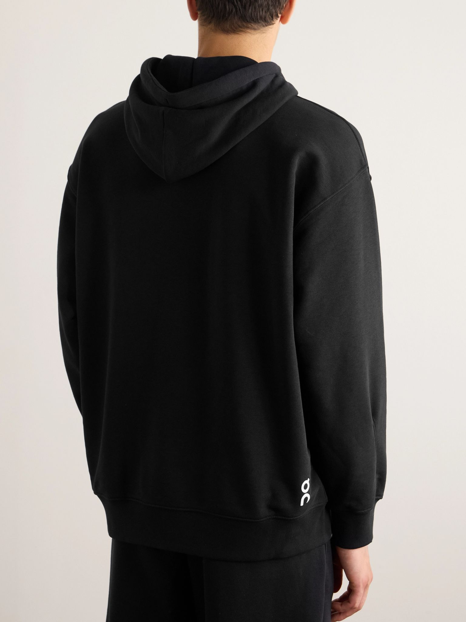 Club Logo-Print Organic Cotton-Blend Jersey Hoodie Black - 3