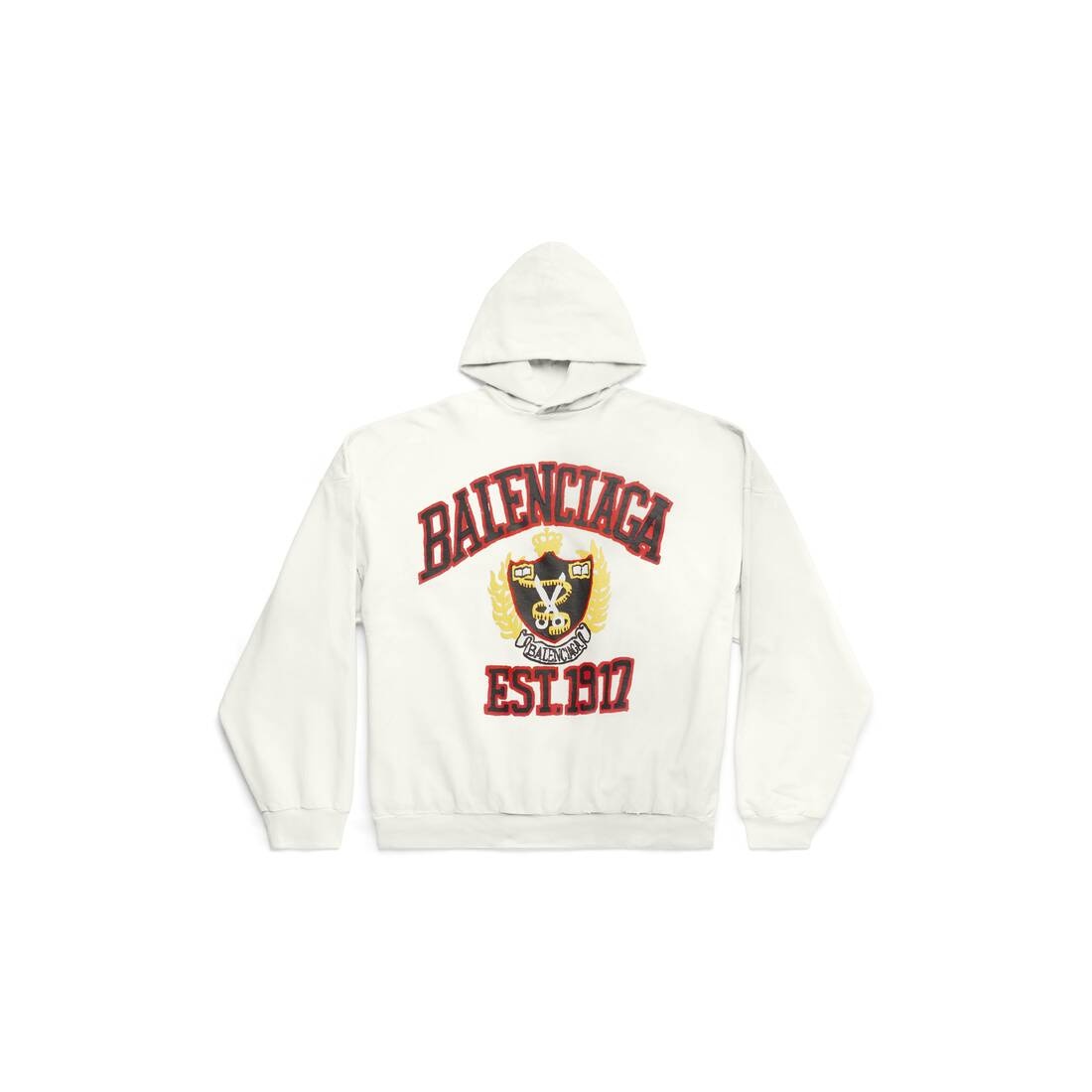 BALENCIAGA Diy College Hoodie Medium Fit in White | REVERSIBLE