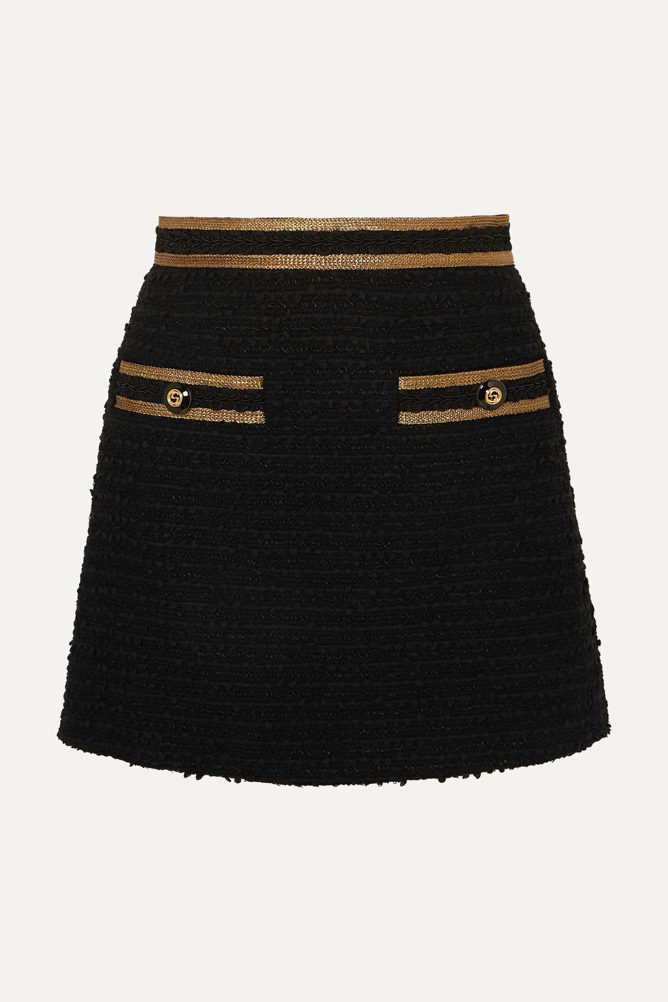 Metallic-trimmed cotton-blend tweed mini skirt - 1