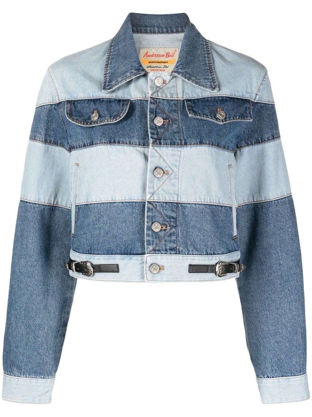 Mahina patchwork-striped denim jacket - 1