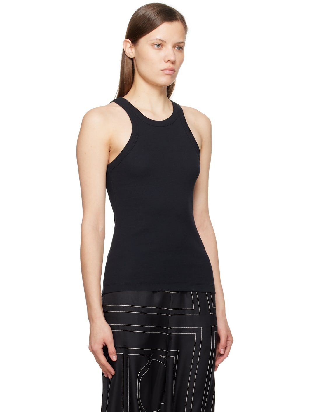 Black Curved Rib Tank Top - 2