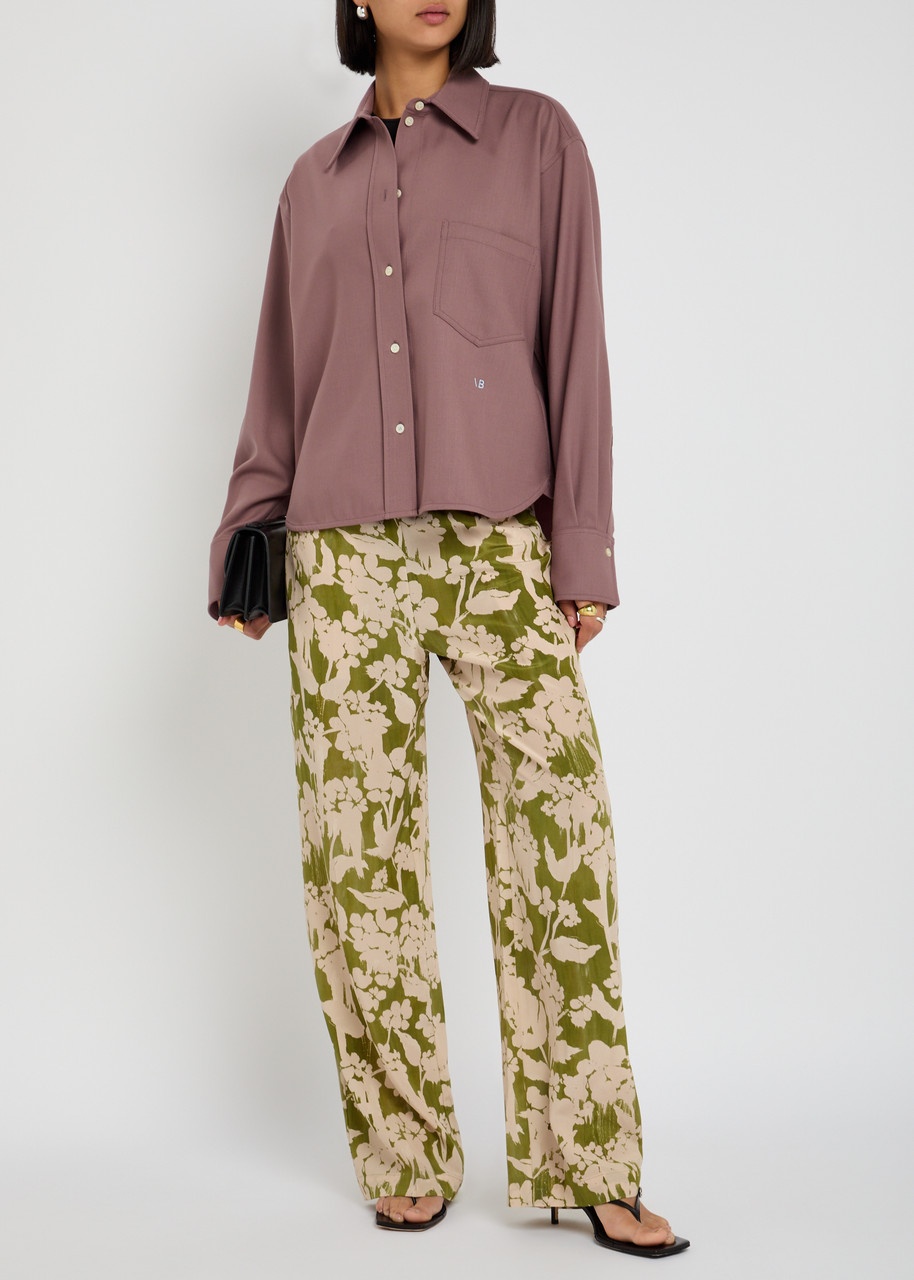 Victoria Beckham Floral-print Silk-crepe Trousers - 4