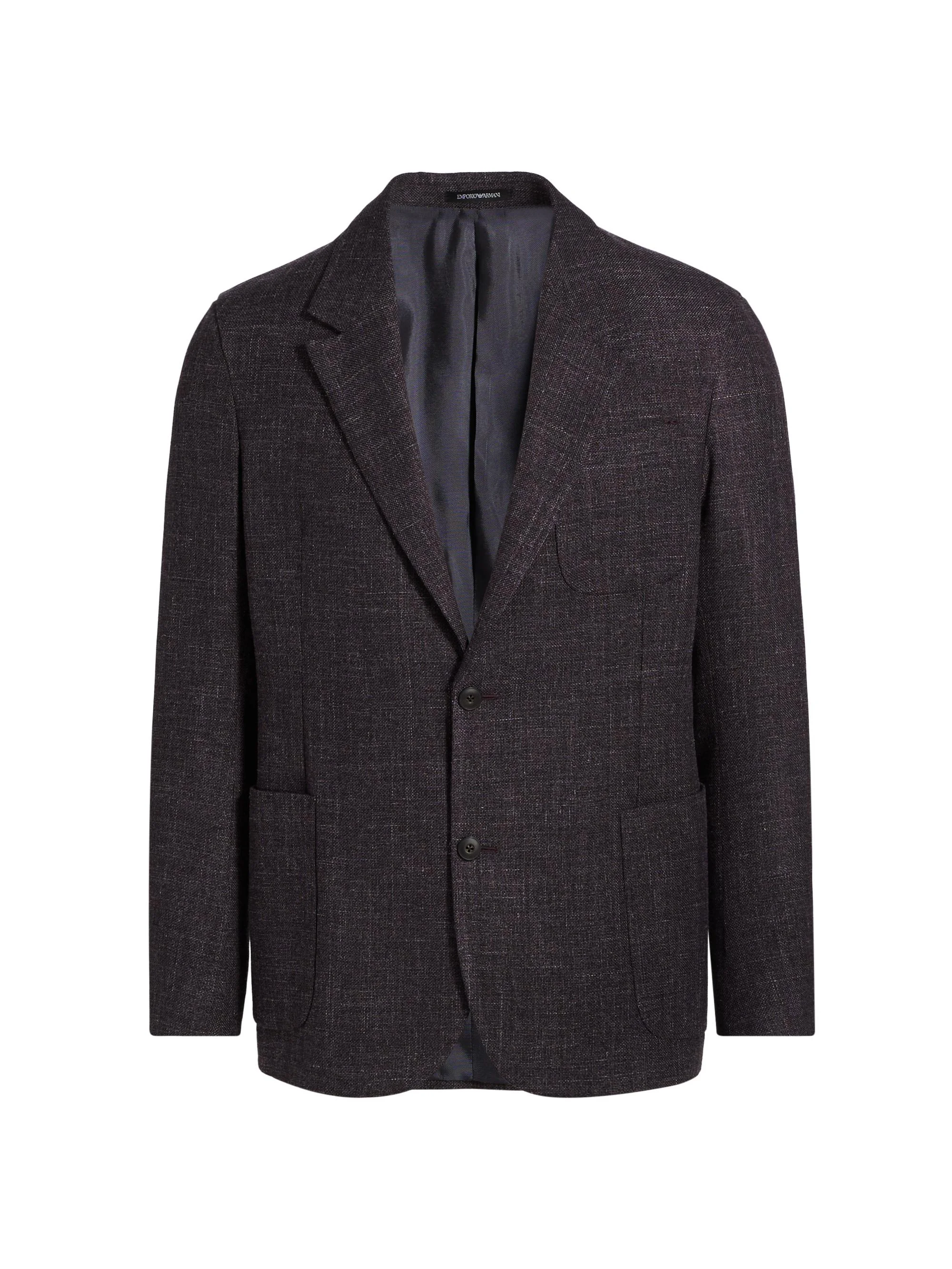 Men's Soft Wool, Silk, & Linen Blazer - Purple - 1
