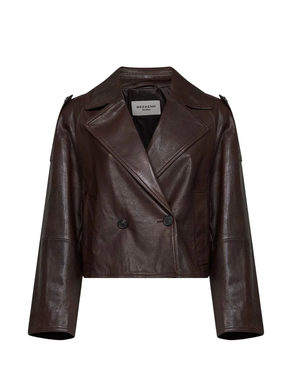 double-breasted leather jacket - 1