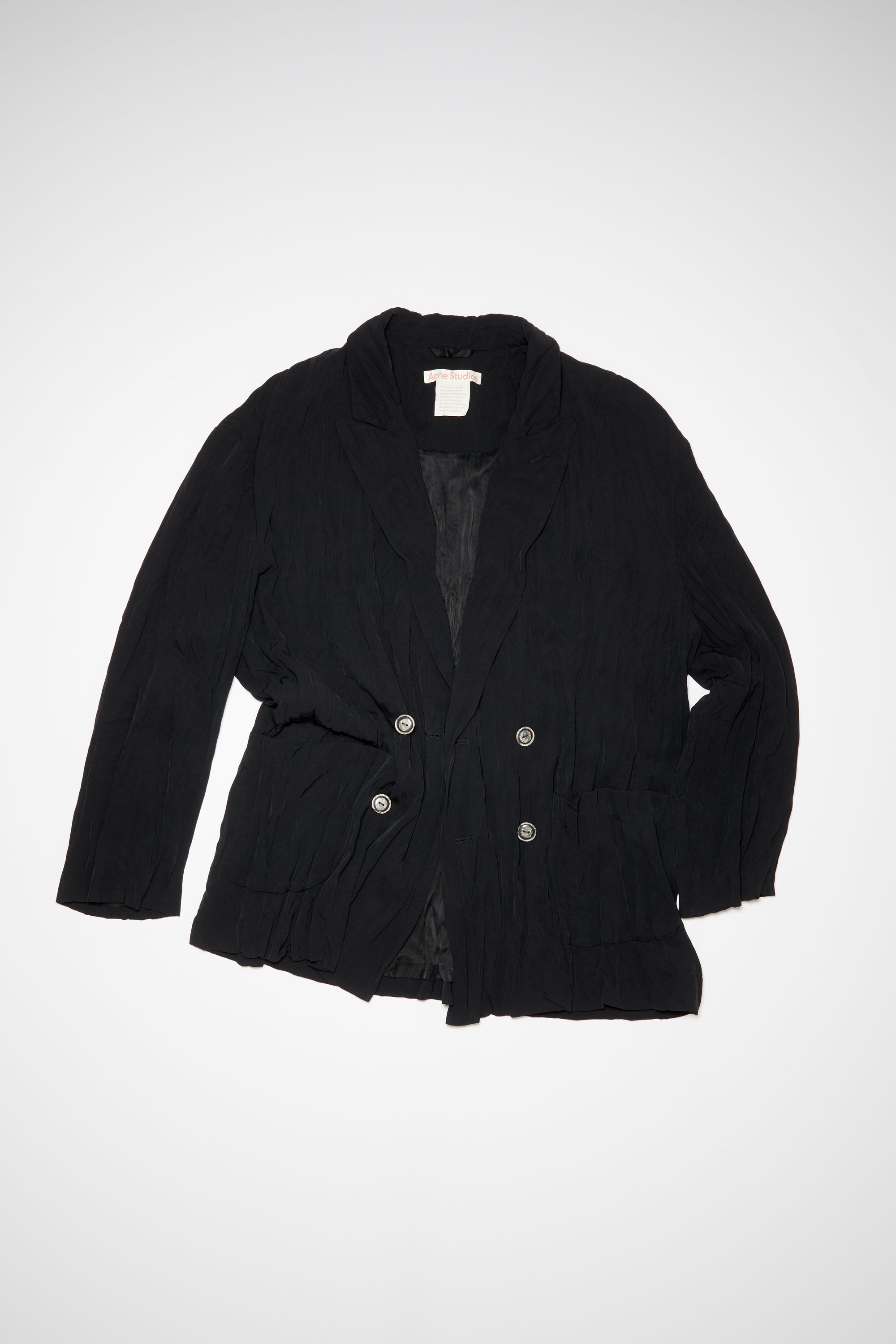 Satin double-breasted jacket - Black - 7