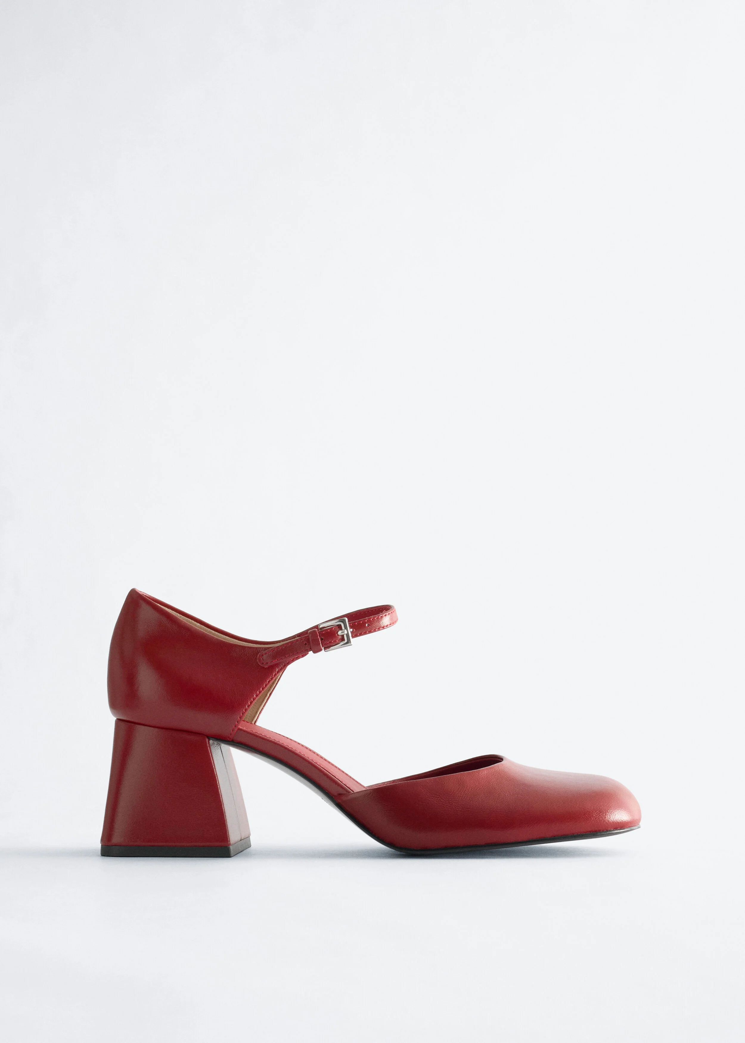 Block Heel Leather Pump - 1