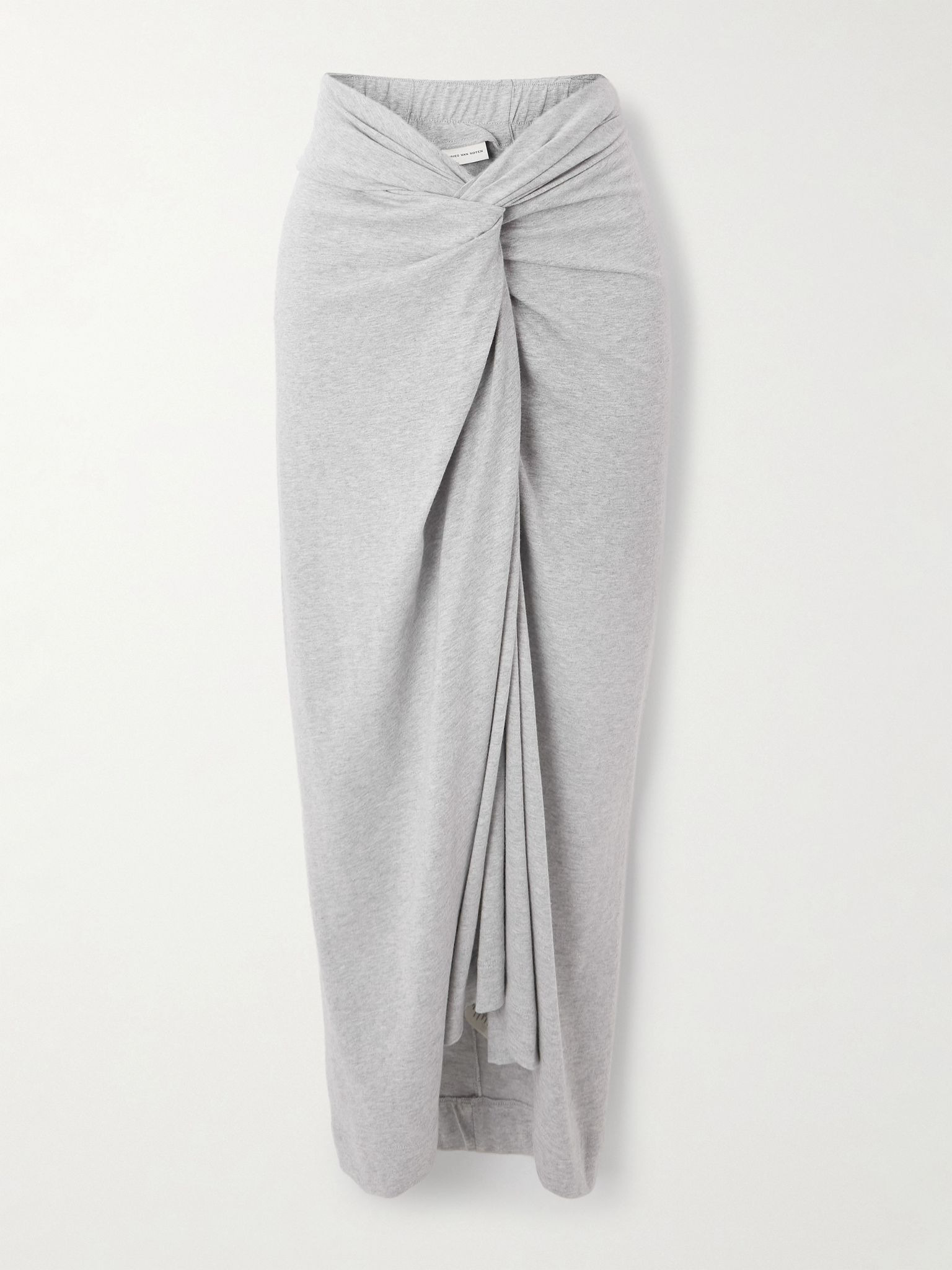 Twist-front cotton-jersey midi skirt Light gray - 1