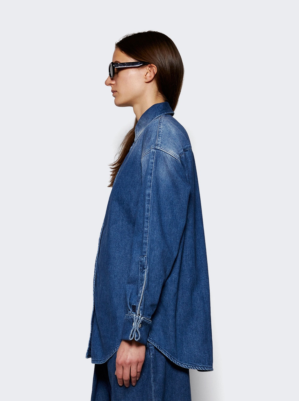 Draped Shirt Washed Denim - 4