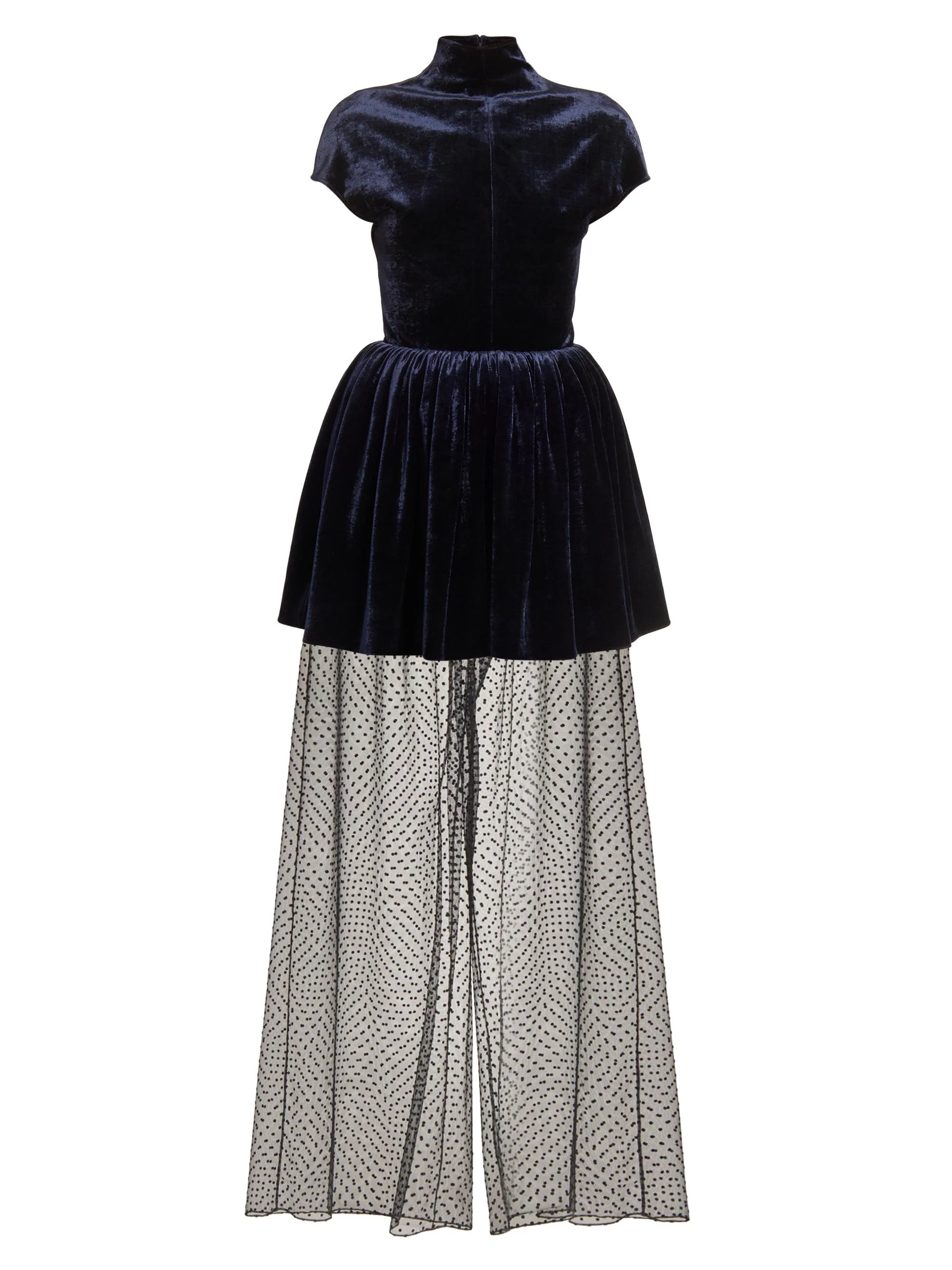 Women's Layered Velvet Minidress - Minuit - 1