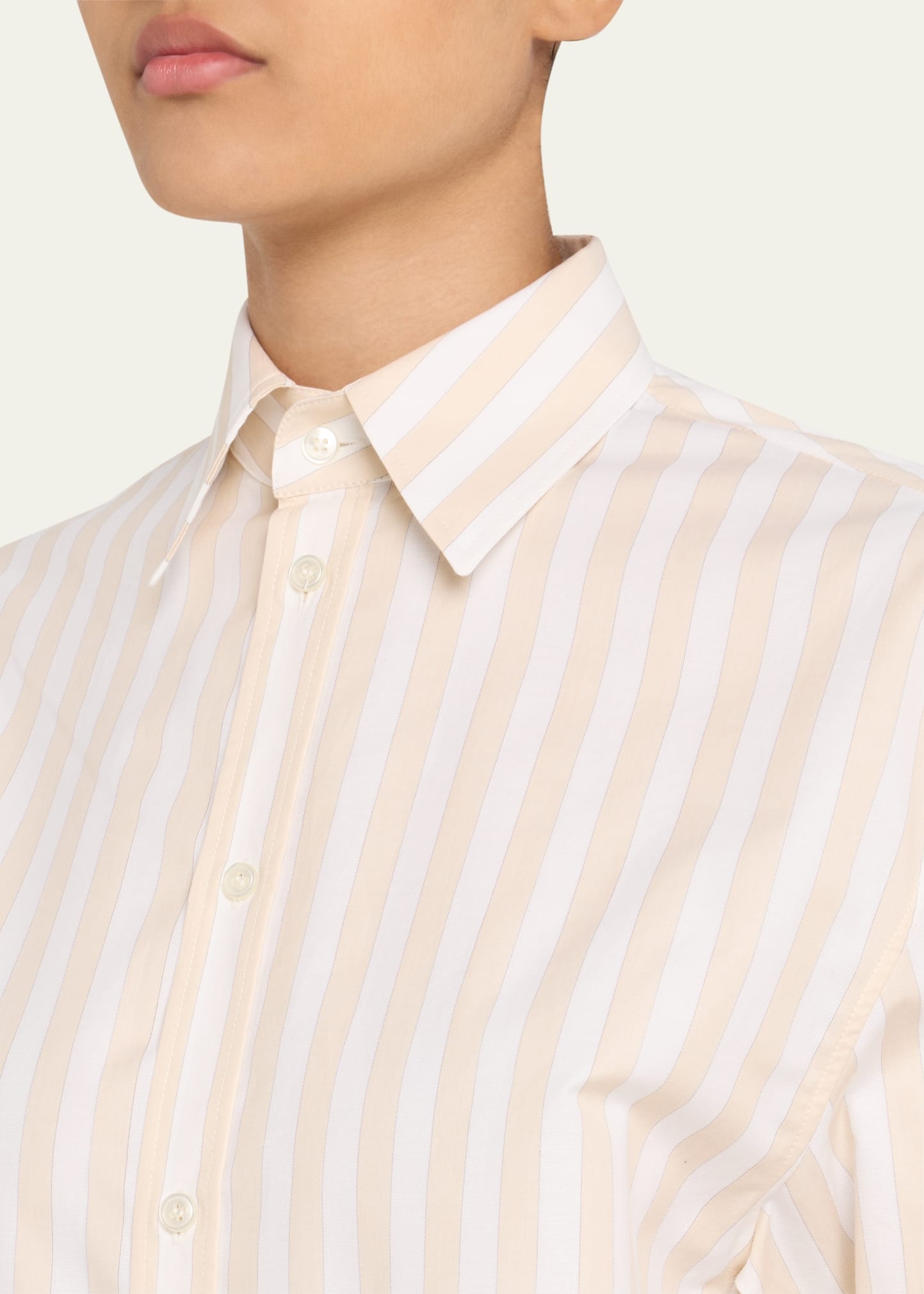 Long-Sleeve Stripe Button-Down Blouse - 5