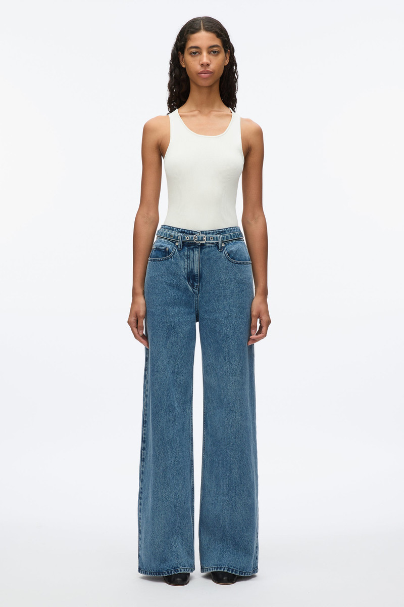Wide-Leg Belted Jeans 1