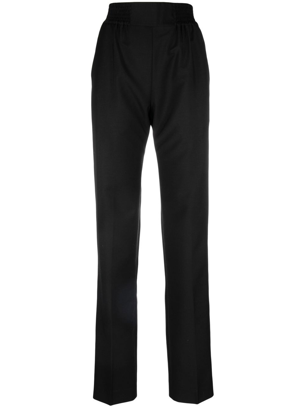 smoked-waist wool trousers - 1