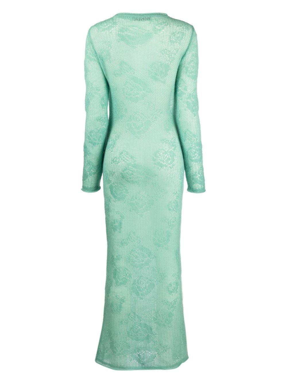 rose-appliqué knitted maxi dress - 2