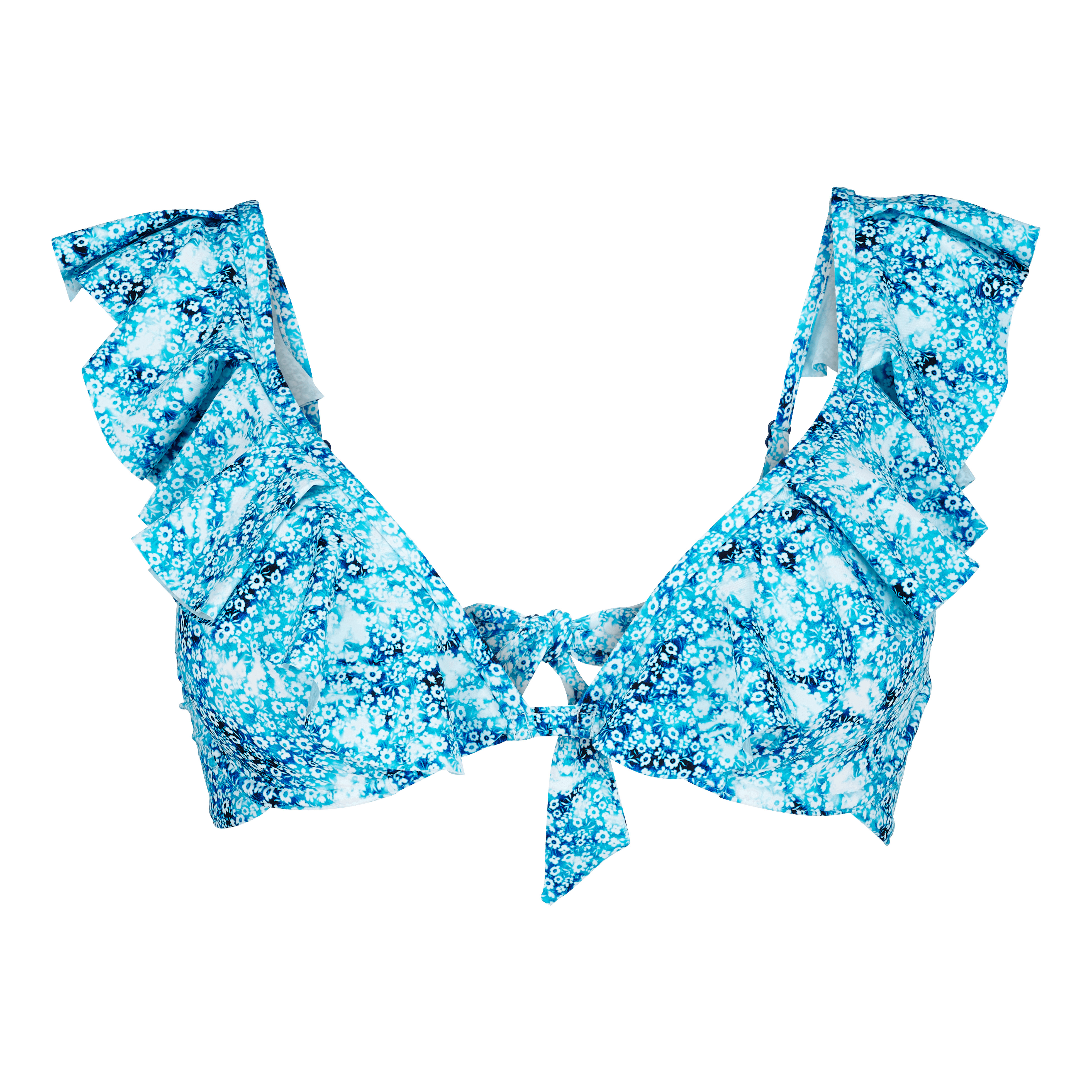 Women Halter Bikini Top Flowers Tie & Dye - 1