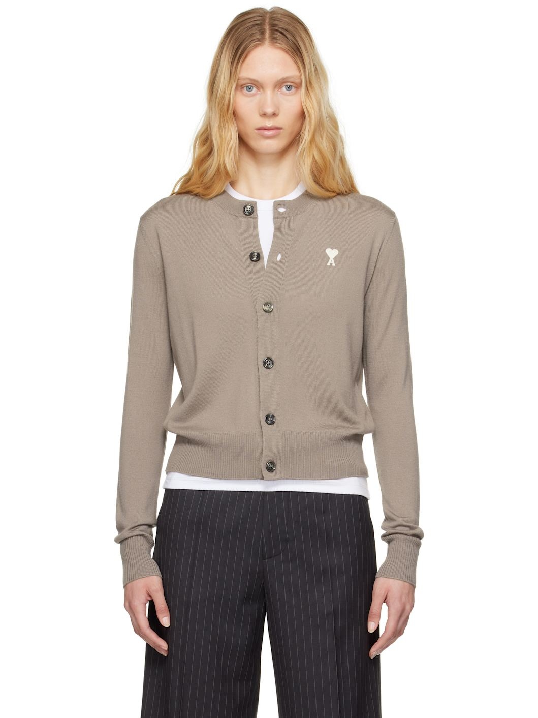 Taupe Wool Ami de Coeur Cardigan - 1