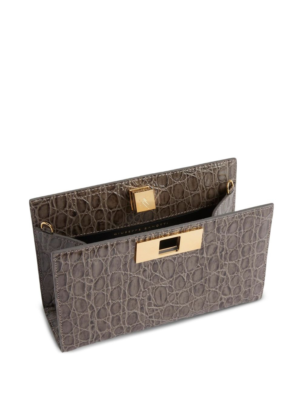 Annhita crocodile-embossed clutch bag - 3