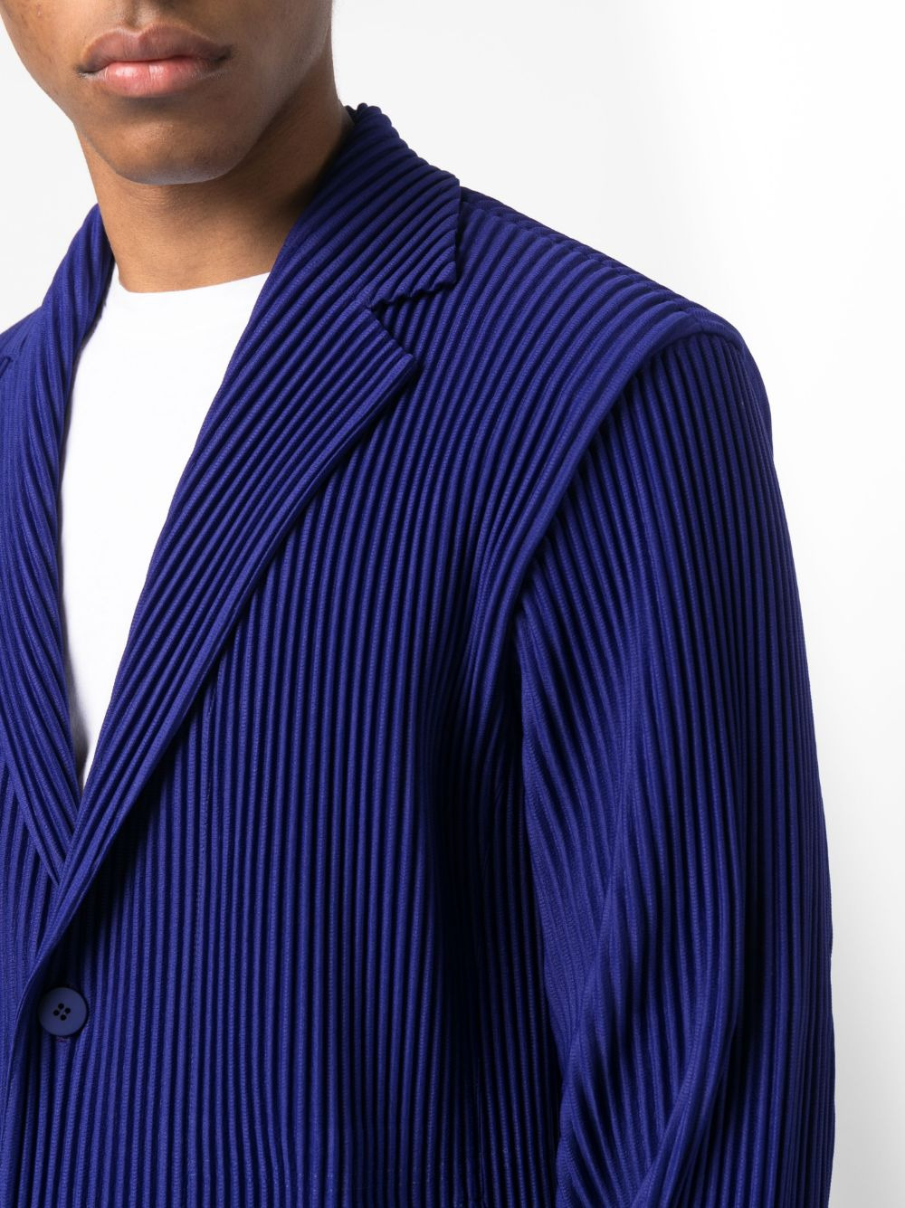 ribbed single-breasted blazer - 5