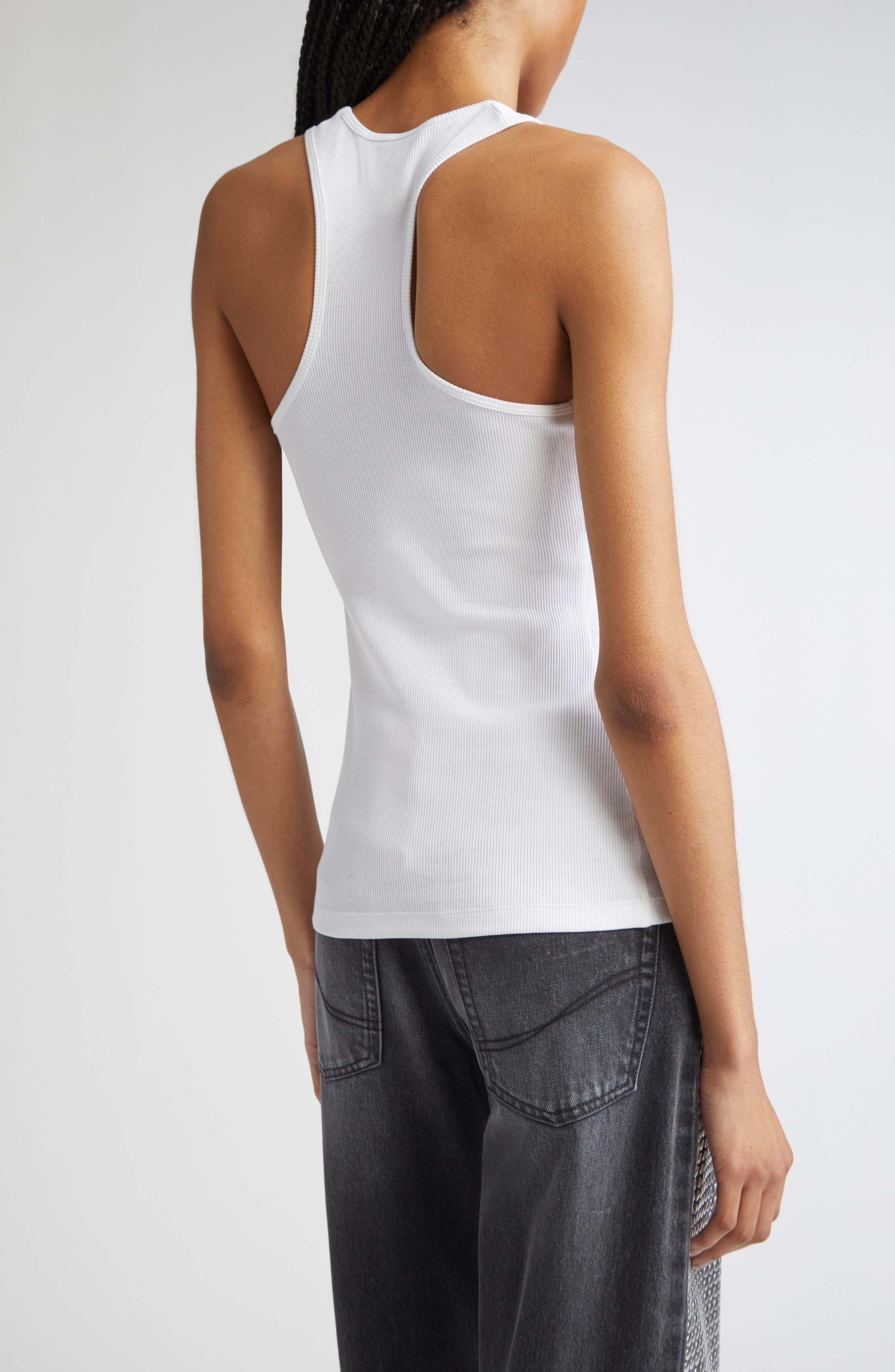 Stella McCartney Slippery When Wet Flocked Rib Tank in Pure White at Nordstrom - 3